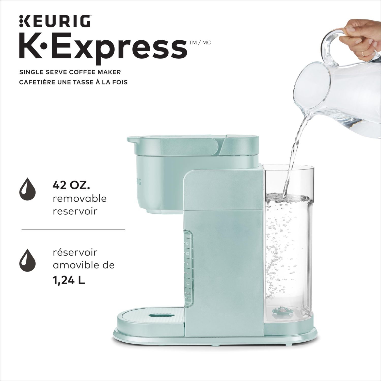 Cafetière pour une tasse K-Express K-Express de Keurig, menthe, avec réservoir amovible et bouton robuste