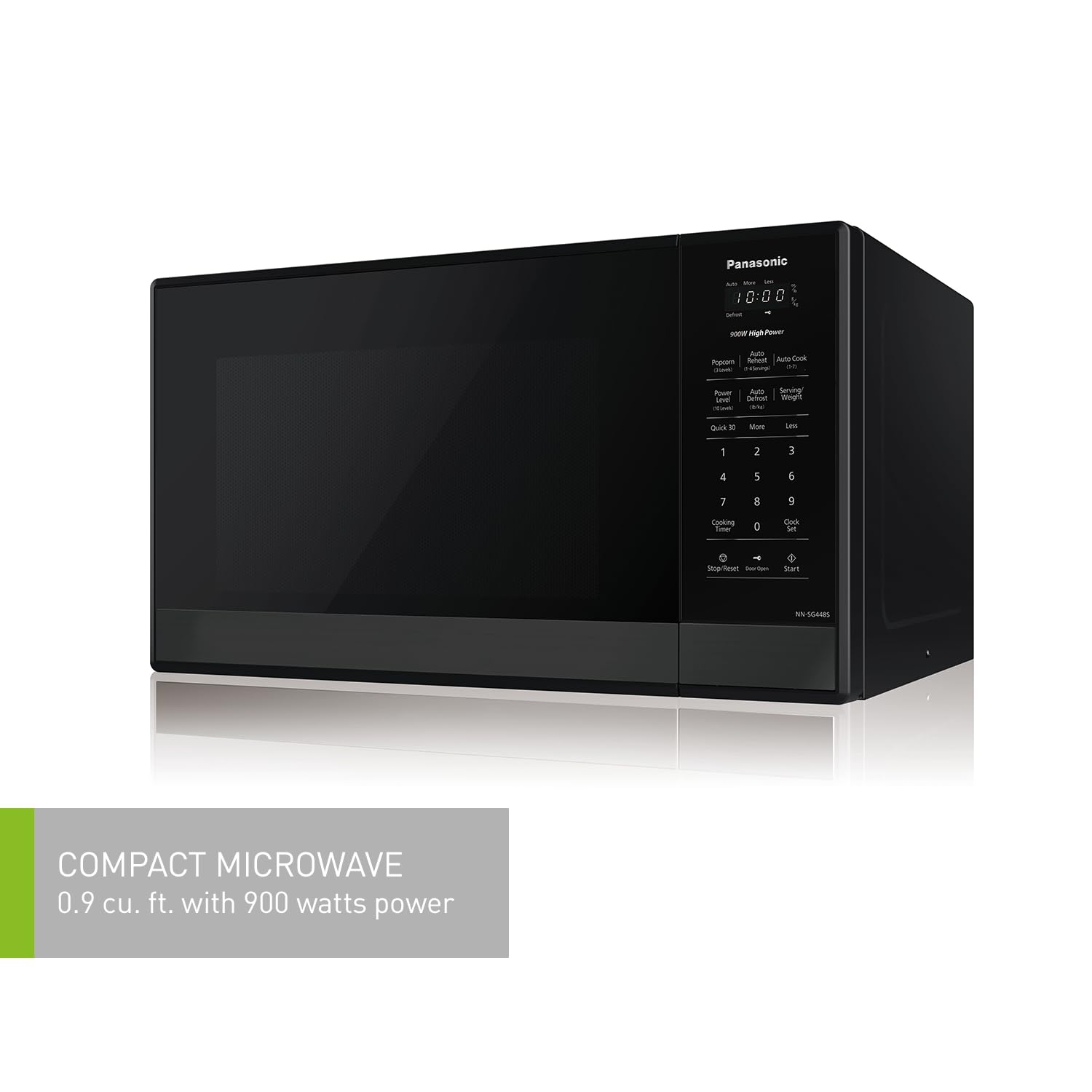 Panasonic NNSG448SC Compact 900 W High Power Microwave Oven, 7 Auto Cook Menus, Child Lock, Black Stainless