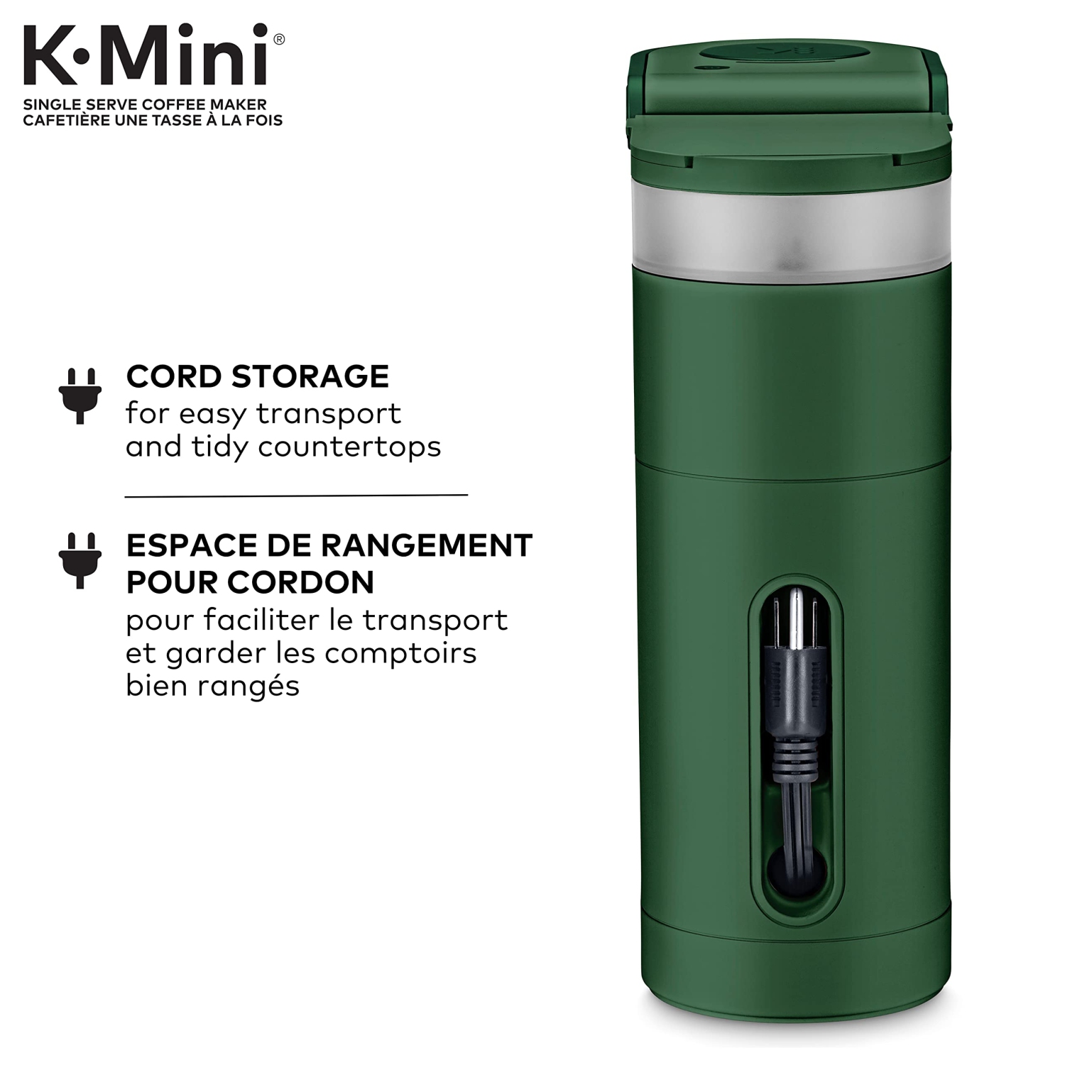 Cafetière pour une tasse K-Mini de Keurig avec dosette K-Cup, dotée d'un design ultra-élégant, Evergreen