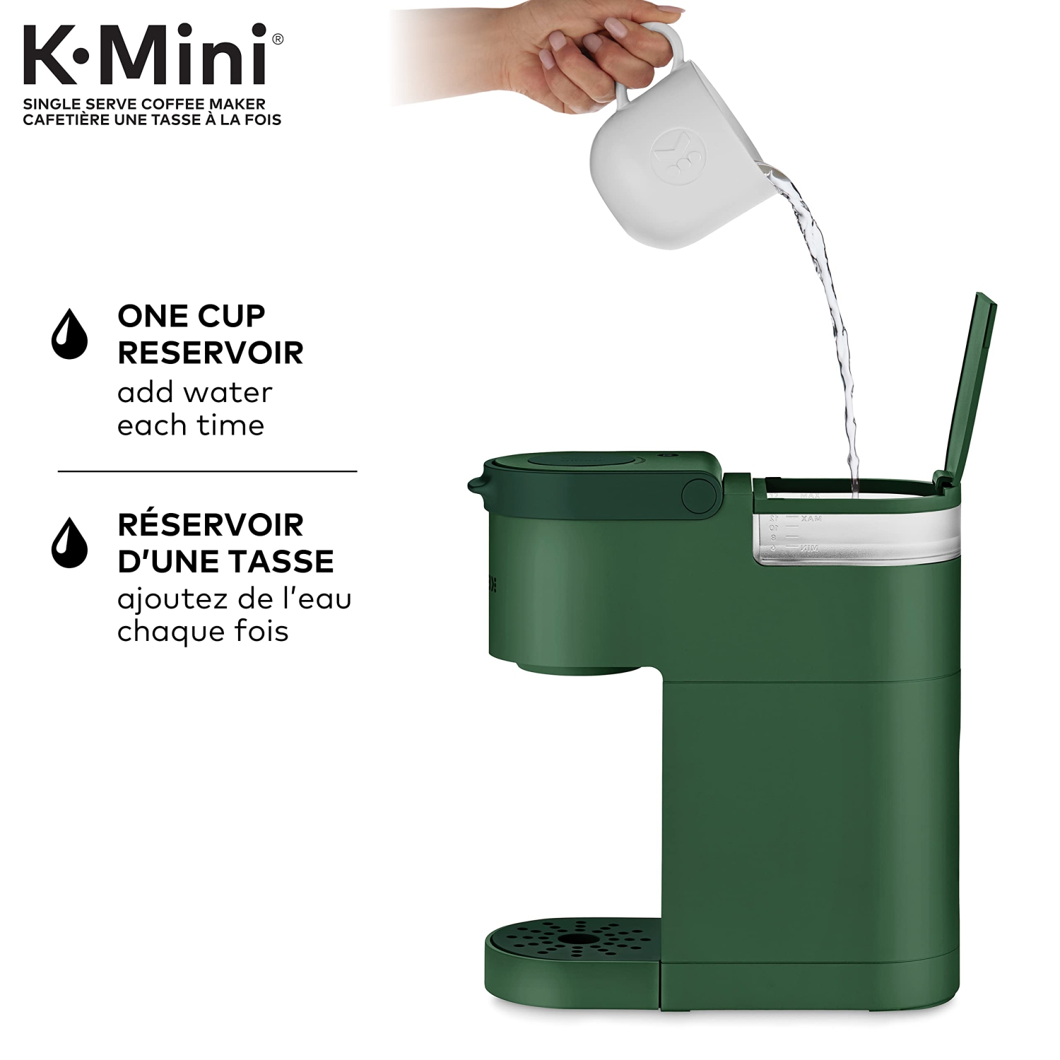 Cafetière pour une tasse K-Mini de Keurig avec dosette K-Cup, dotée d'un design ultra-élégant, Evergreen