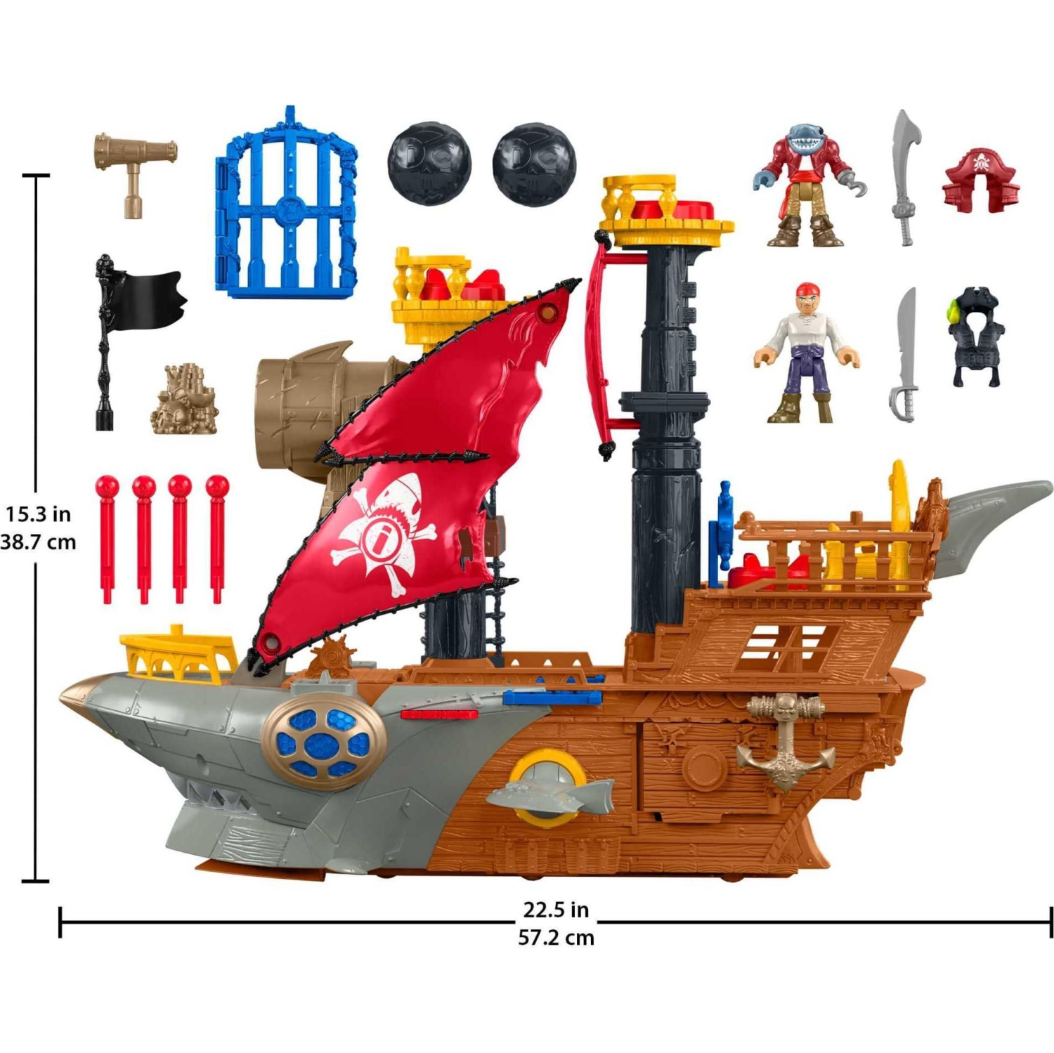 Fisher Price Imaginext Preschool Toy Shark Bite Pirate Ship Playset with Figure Accessories for Pretend Play Ages 3 Best Buy Canada