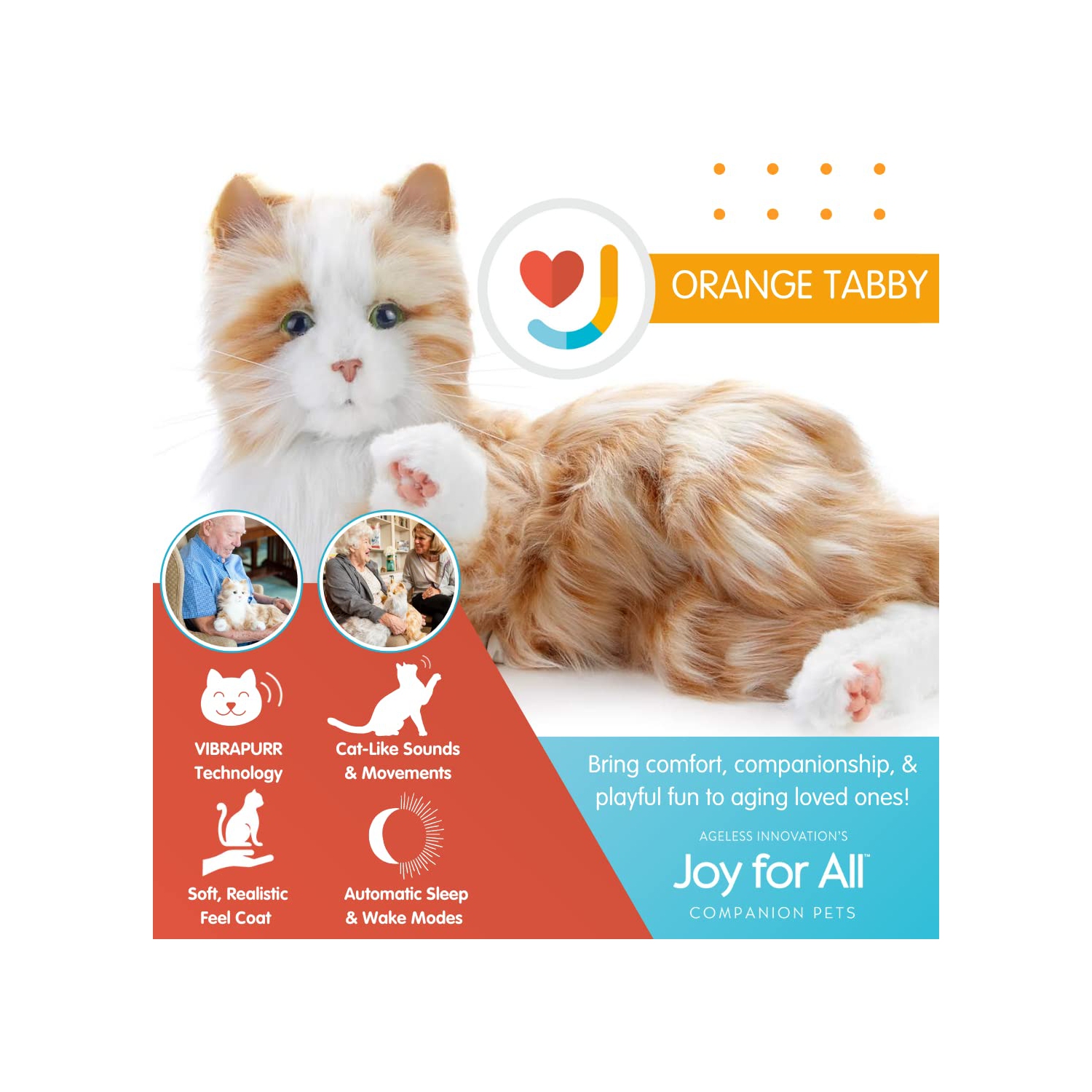 Ageless Innovation | Joy For All Companion Pets | Orange Tabby Cat | Lifelike & Realistic