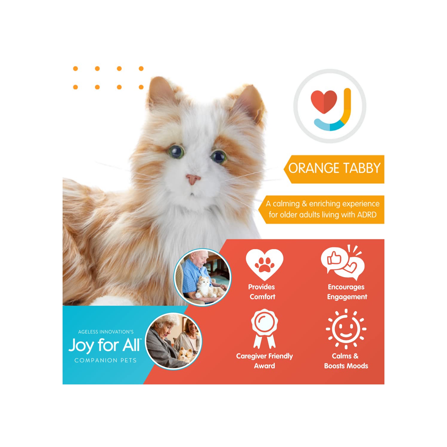 Ageless Innovation | Joy For All Companion Pets | Orange Tabby Cat | Lifelike & Realistic