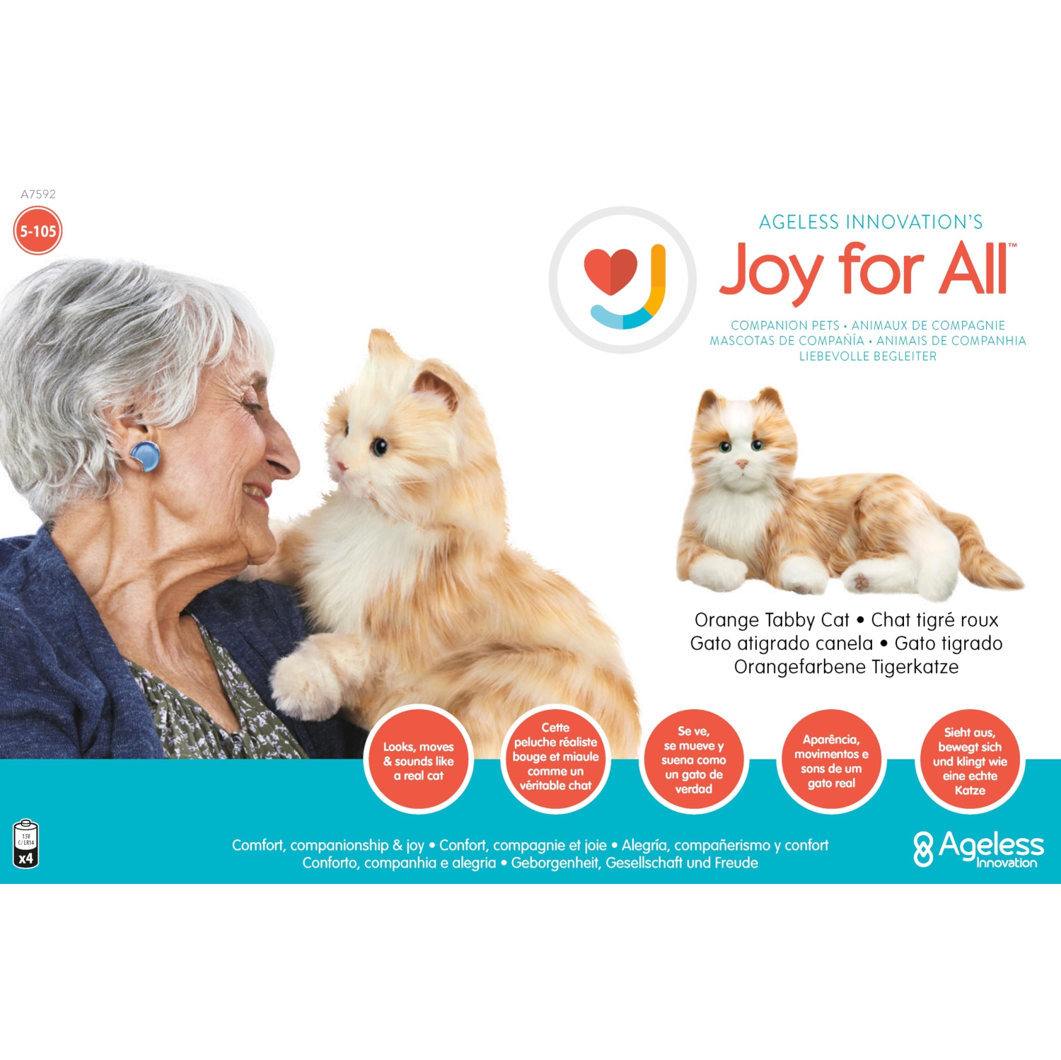 Ageless Innovation | Joy For All Companion Pets | Orange Tabby Cat | Lifelike & Realistic
