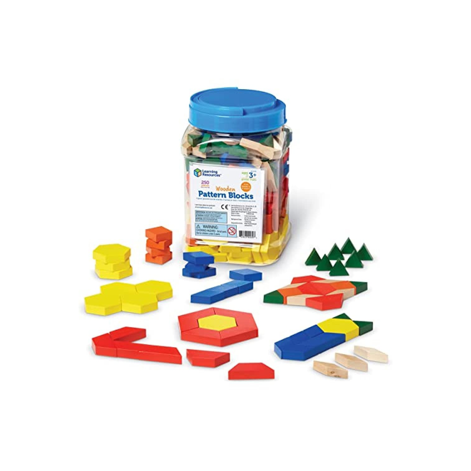 Learning Resources Wooden Pattern Blocks, Early Math Concepts, Set of 250, Ages 3+