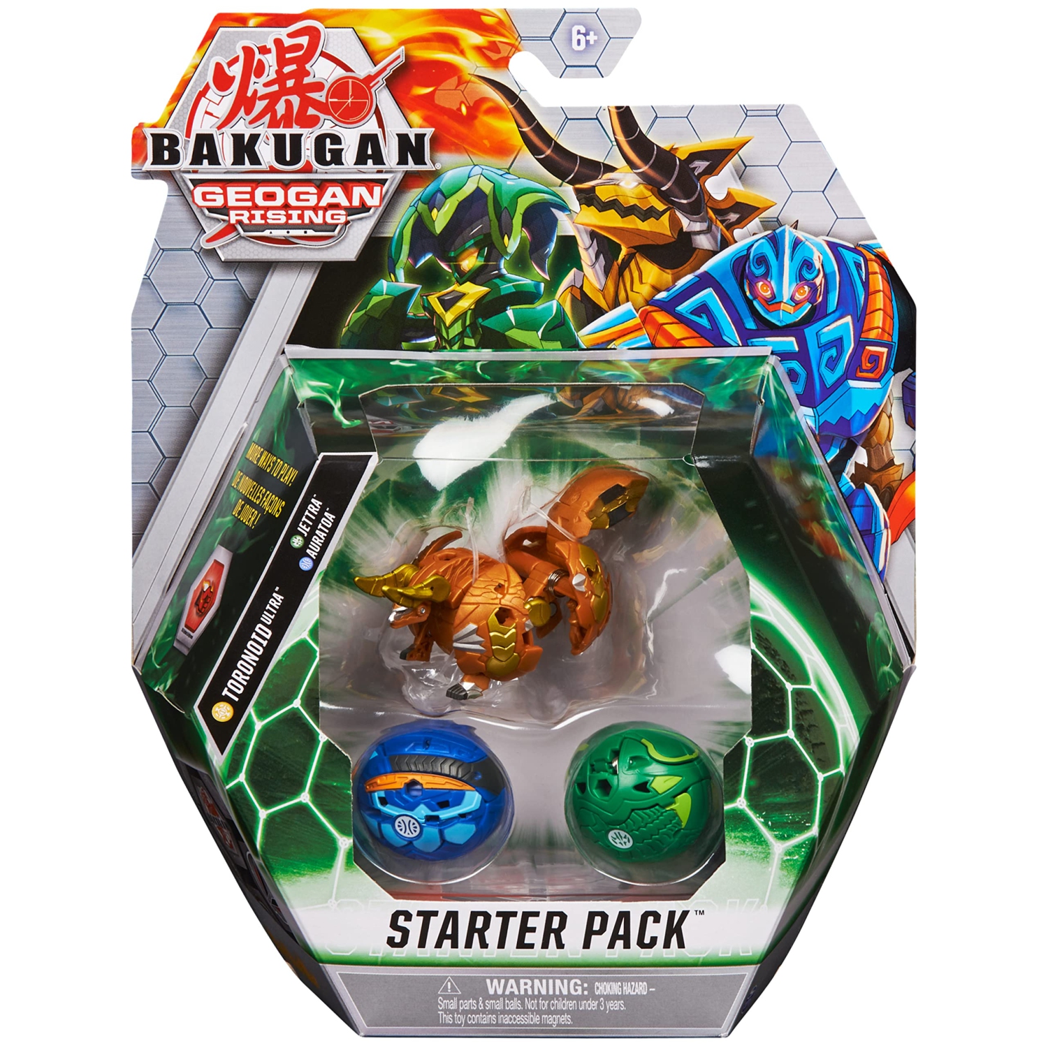 Bakugan Starter Pack 3-Pack, Toronoid Ultra, Geogan Rising Collectible Action Figures