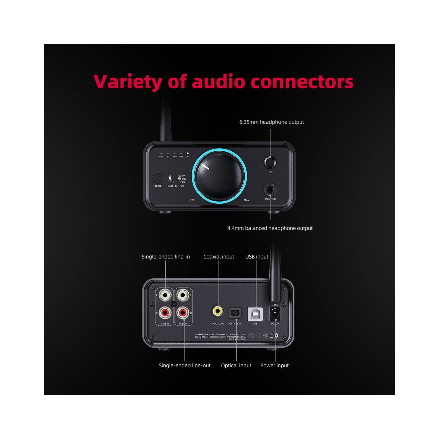 FiiO K7 BT Balanced HiFi DAC Bluetooth Headphones Amplifier