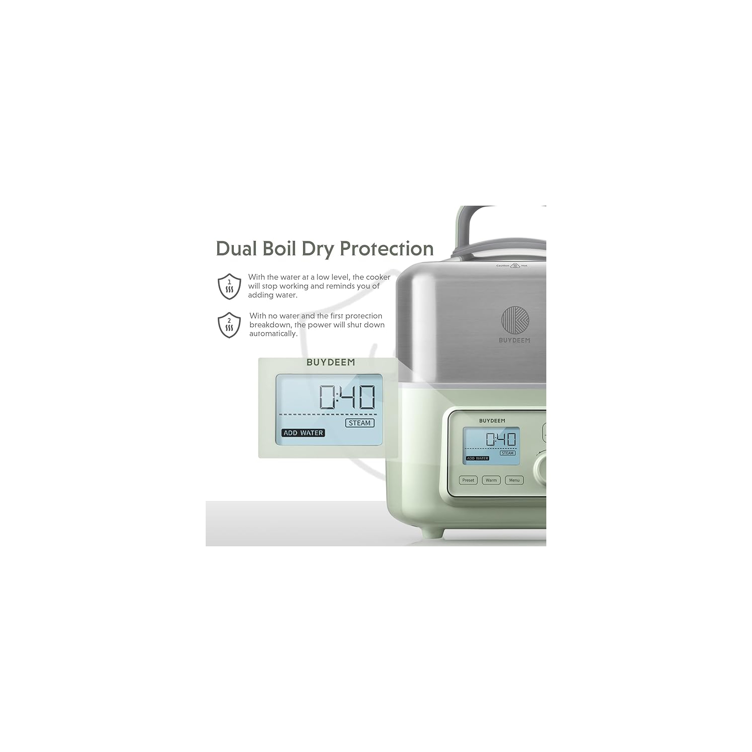 BUYDEEM G553 5-Quart Electric Food Steamer for Cooking, One Touch Multifunctional Vegetable Steamer, Quick Steam, Stainless Steel Tray & Glass Lid,