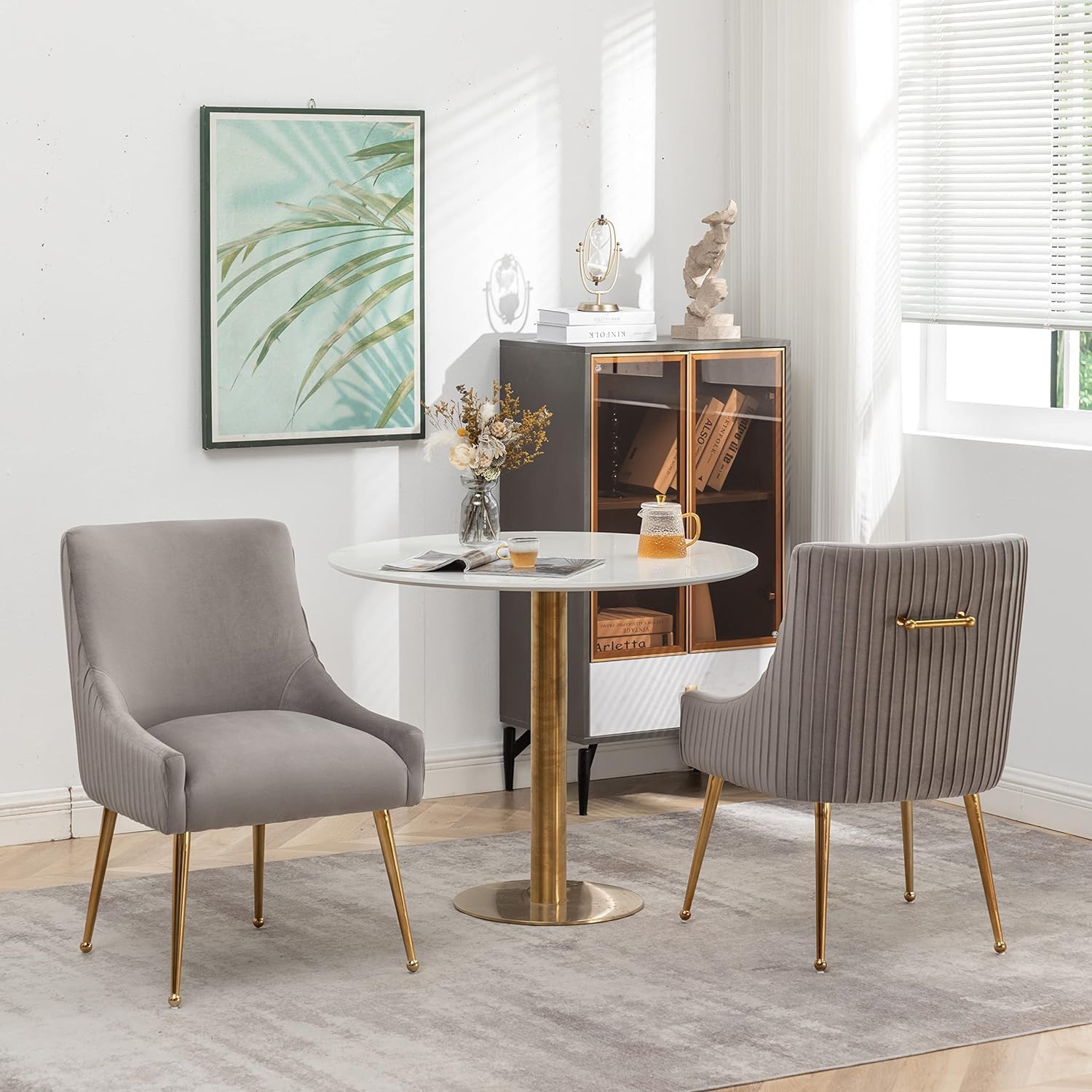Open Box – Velvet Upholstered Side / Dining Chair Grey