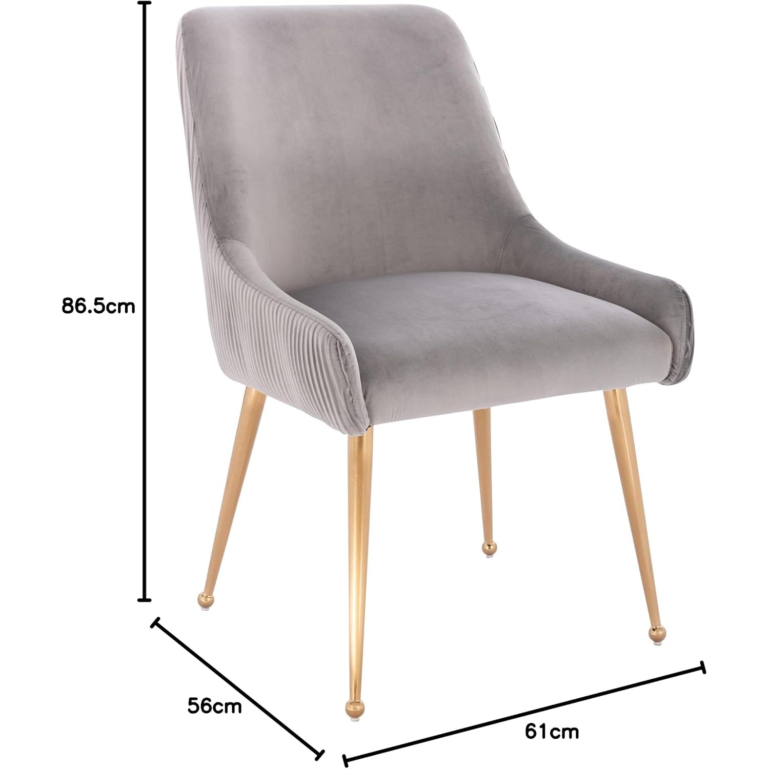 Open Box – Velvet Upholstered Side / Dining Chair Grey