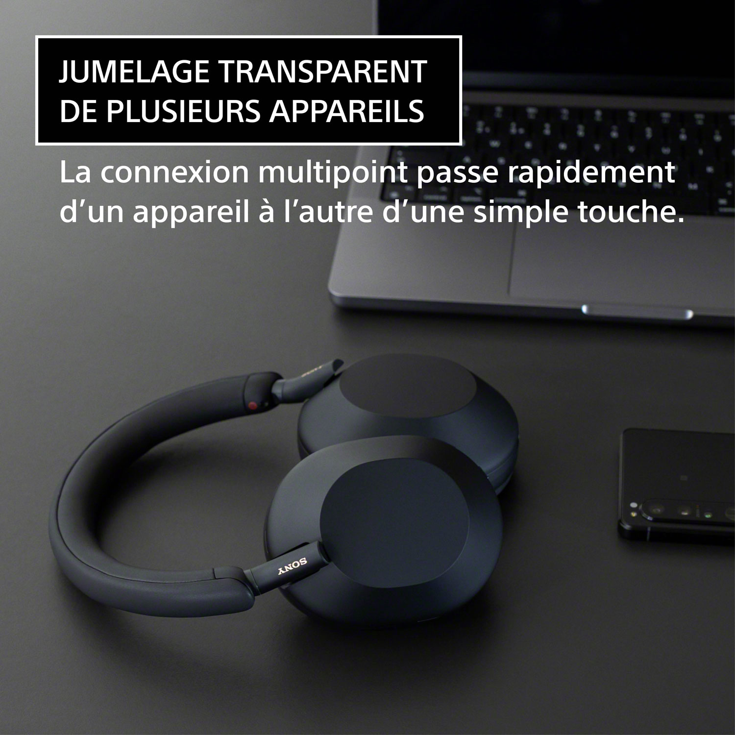 Casque d'écoute Bluetooth à suppression du bruit WH-1000XM5 de Sony - Rose fumé