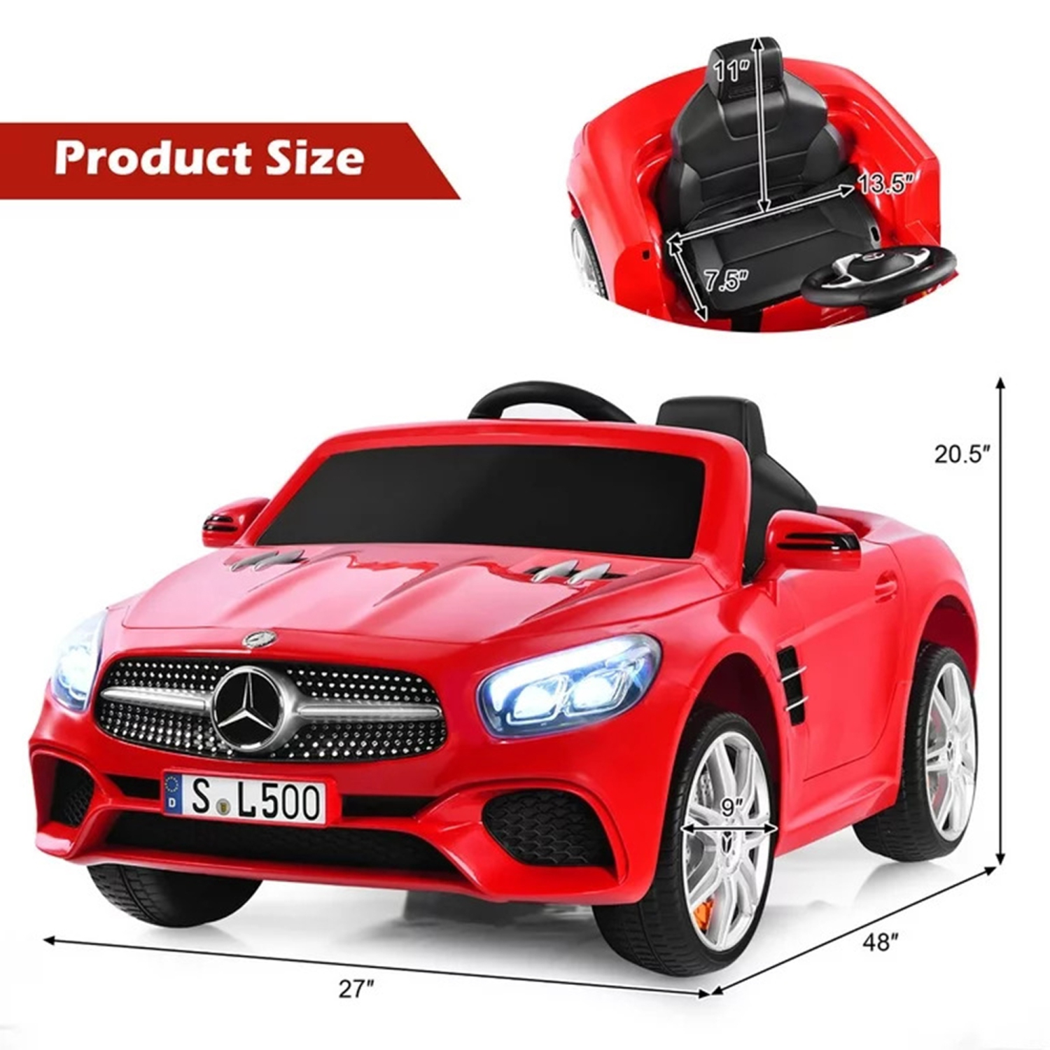 Zoom Buggeez Licensed Mercedes-Benz SL500 UENJOY S301 12V Kids Ride On Car