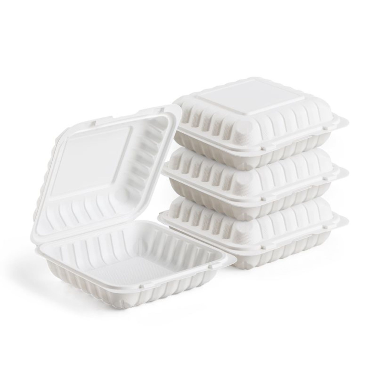 250-Count Single Compartment Hinged White Take Out Containers - 6"