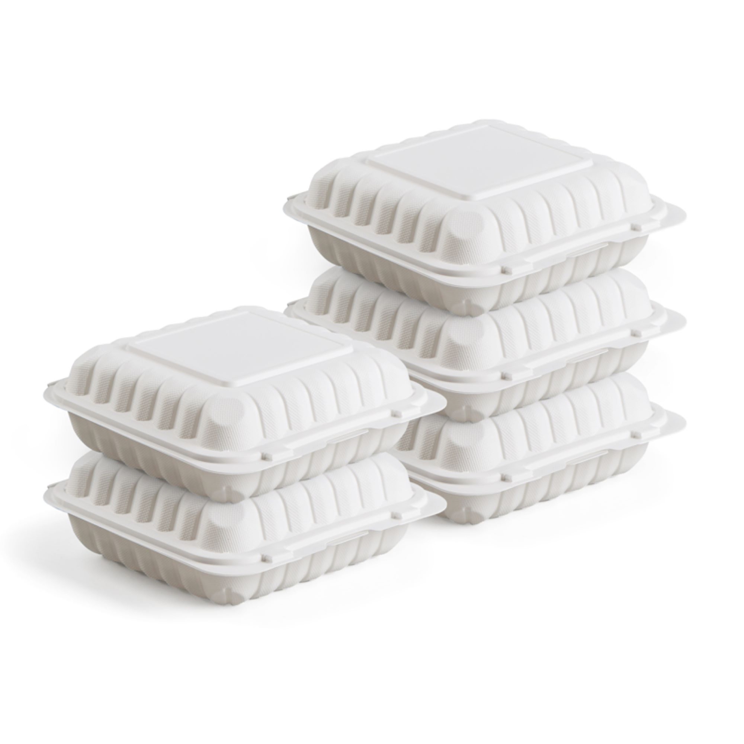 250-Count Single Compartment Hinged White Take Out Containers - 6"