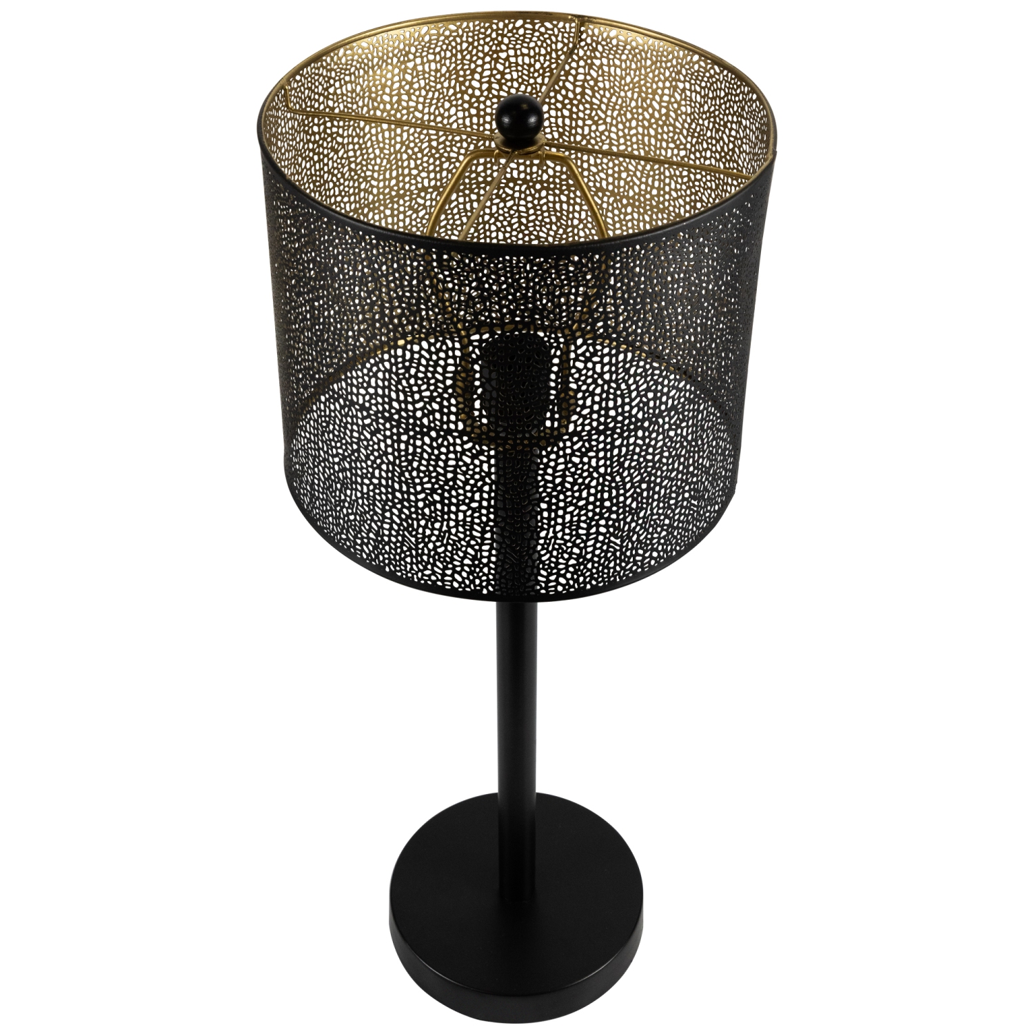 Laser-Cut Iron Table Lamp with Shade - 24.5" - Black and Gold