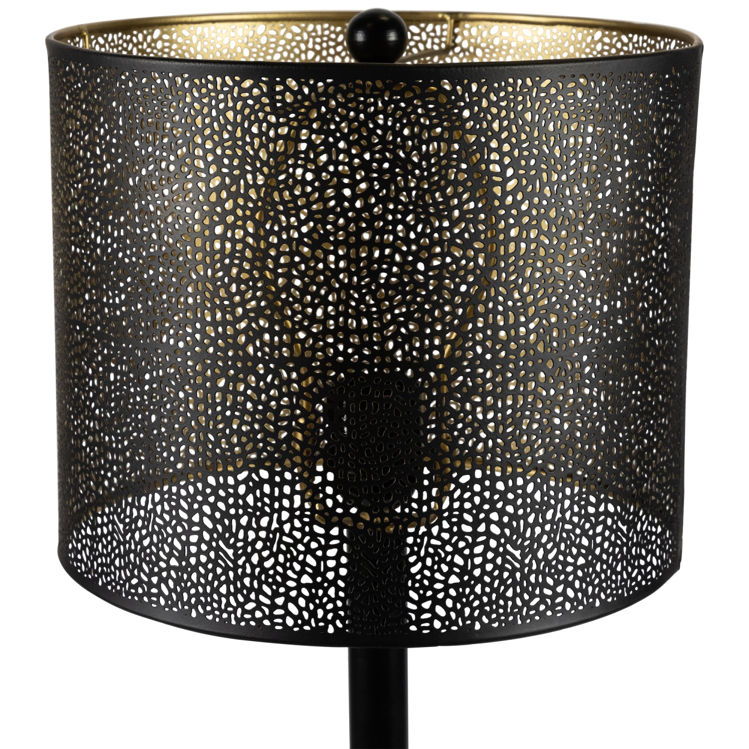 Laser-Cut Iron Table Lamp with Shade - 24.5" - Black and Gold