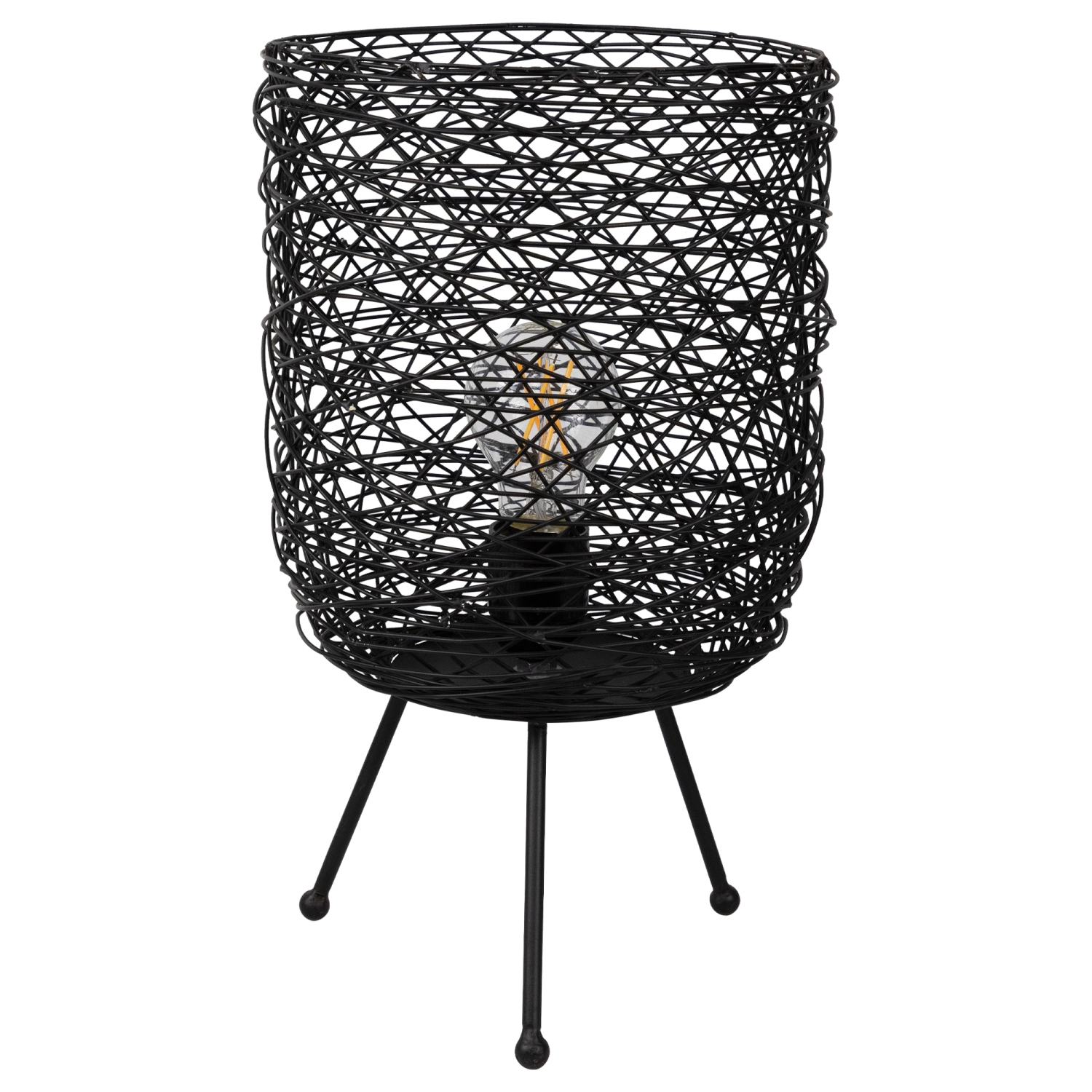 Basket Weave-Style Iron Table Lamp - 14.5" - Black