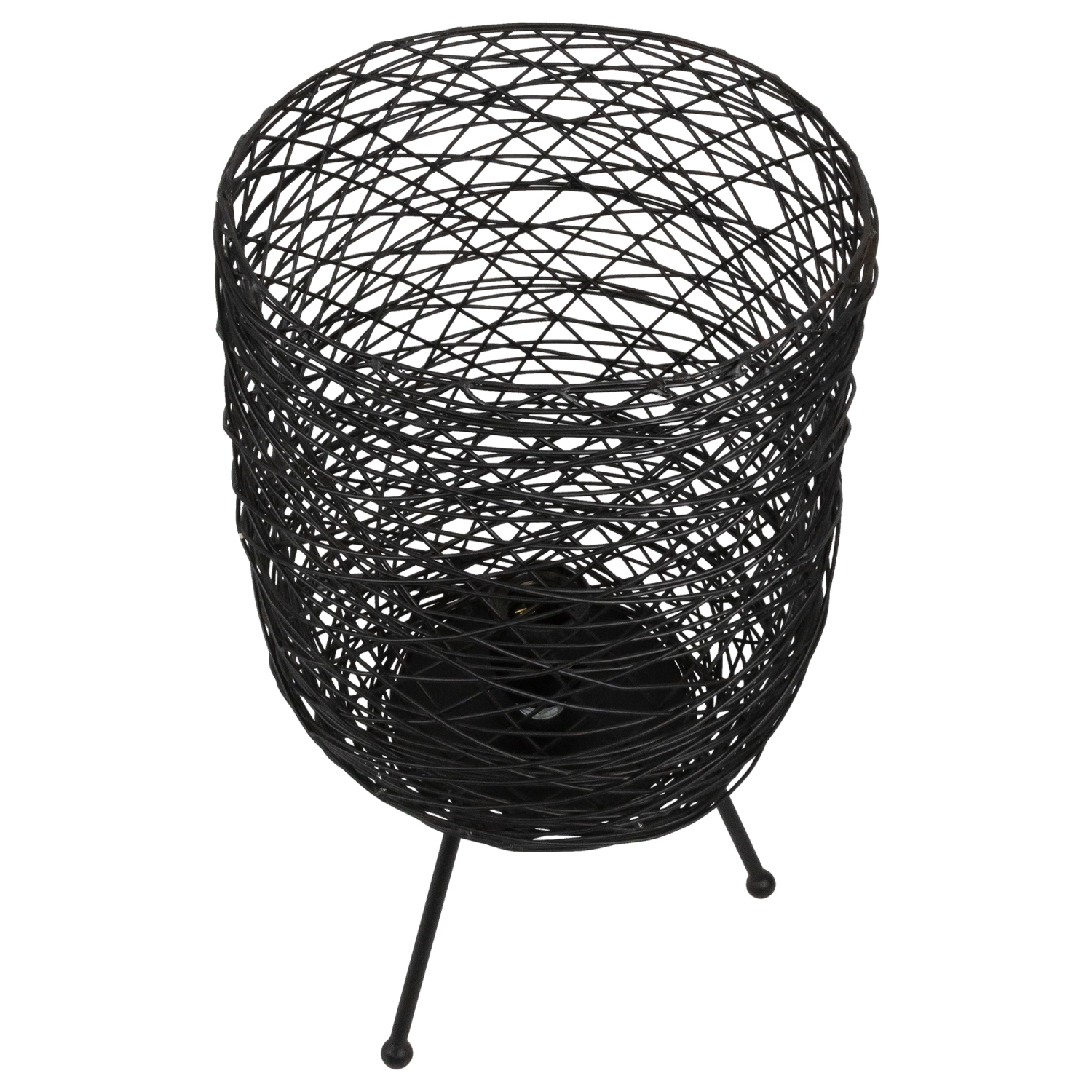 Basket Weave-Style Iron Table Lamp - 14.5" - Black