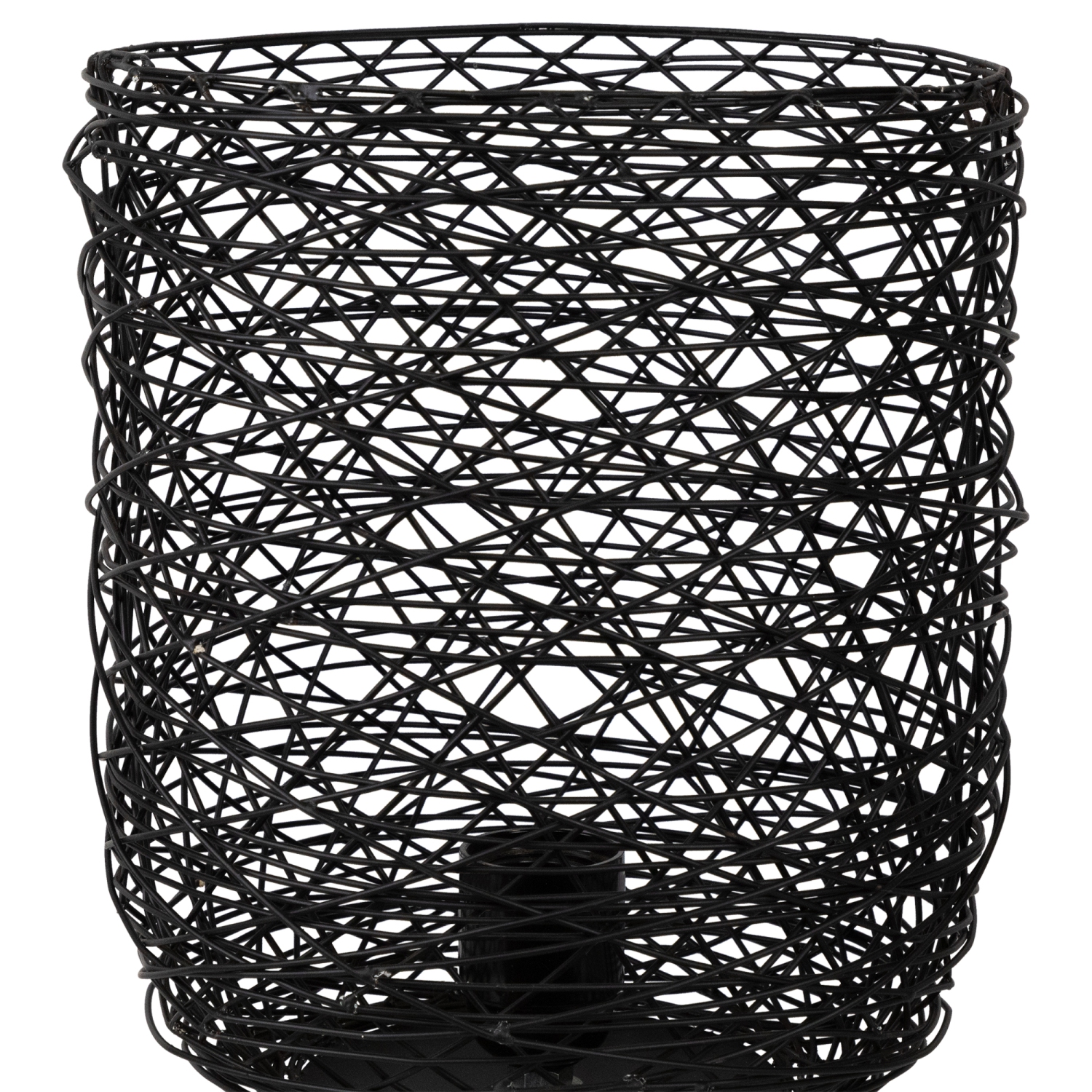 Basket Weave-Style Iron Table Lamp - 14.5" - Black