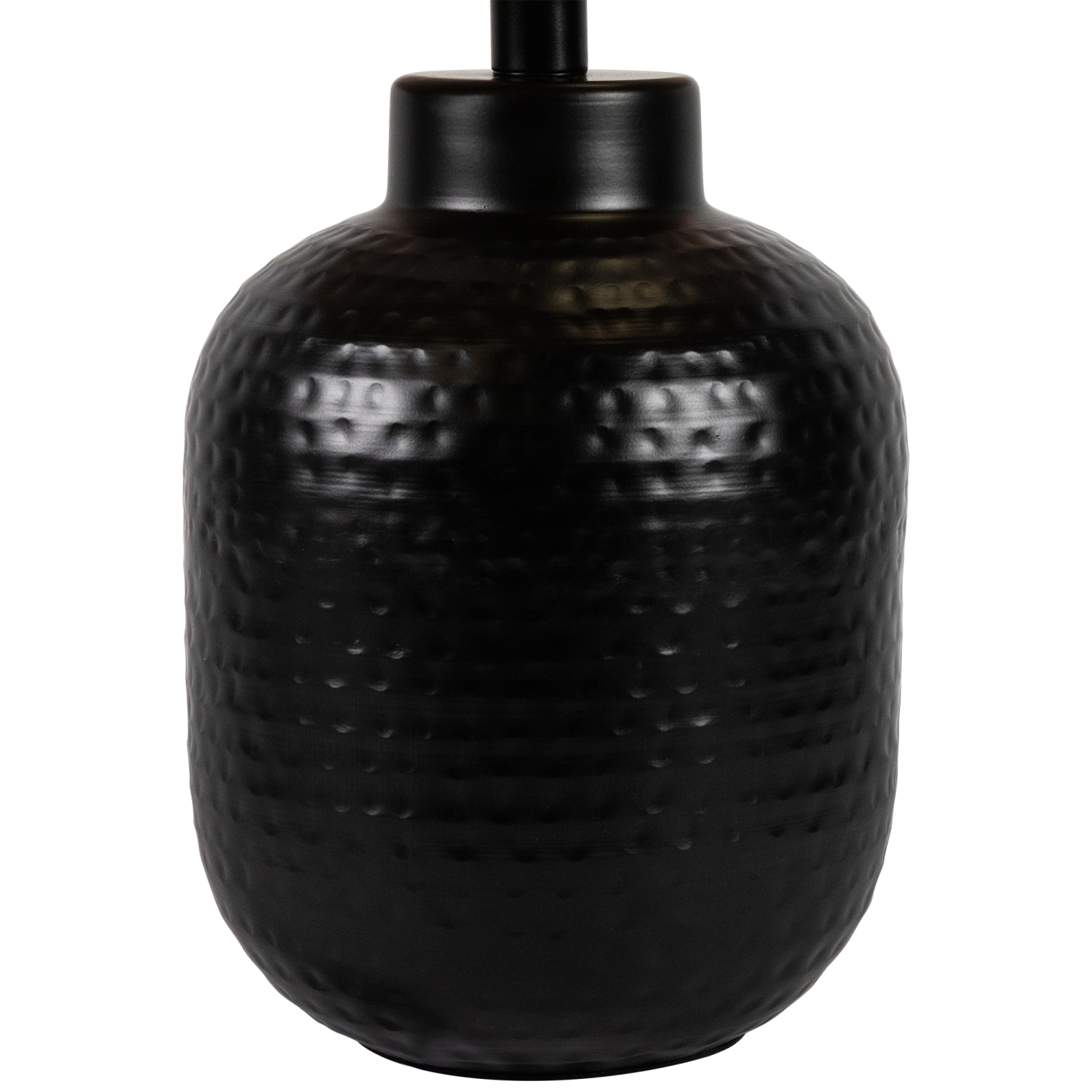 Lampe de table ronde en fer avec abat-jour floral coupé au laser - 19 po - Noir et cuivre