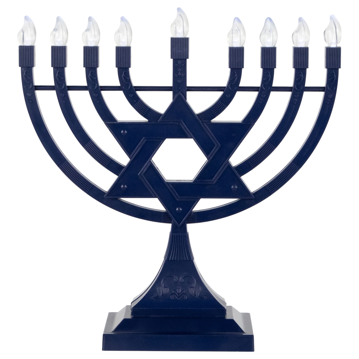Battery Operated LED Lighted Star of David Hanukkah Menorah - 11.75" - Blue