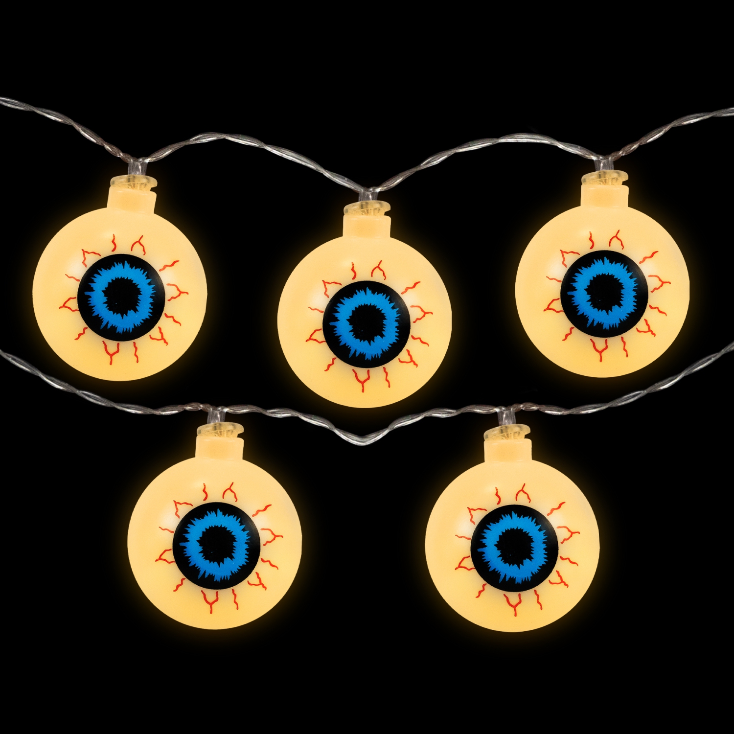 LED Bloodshot Eyeball Halloween Lights - 4.5' Clear Wire - Warm White Lights - 10ct