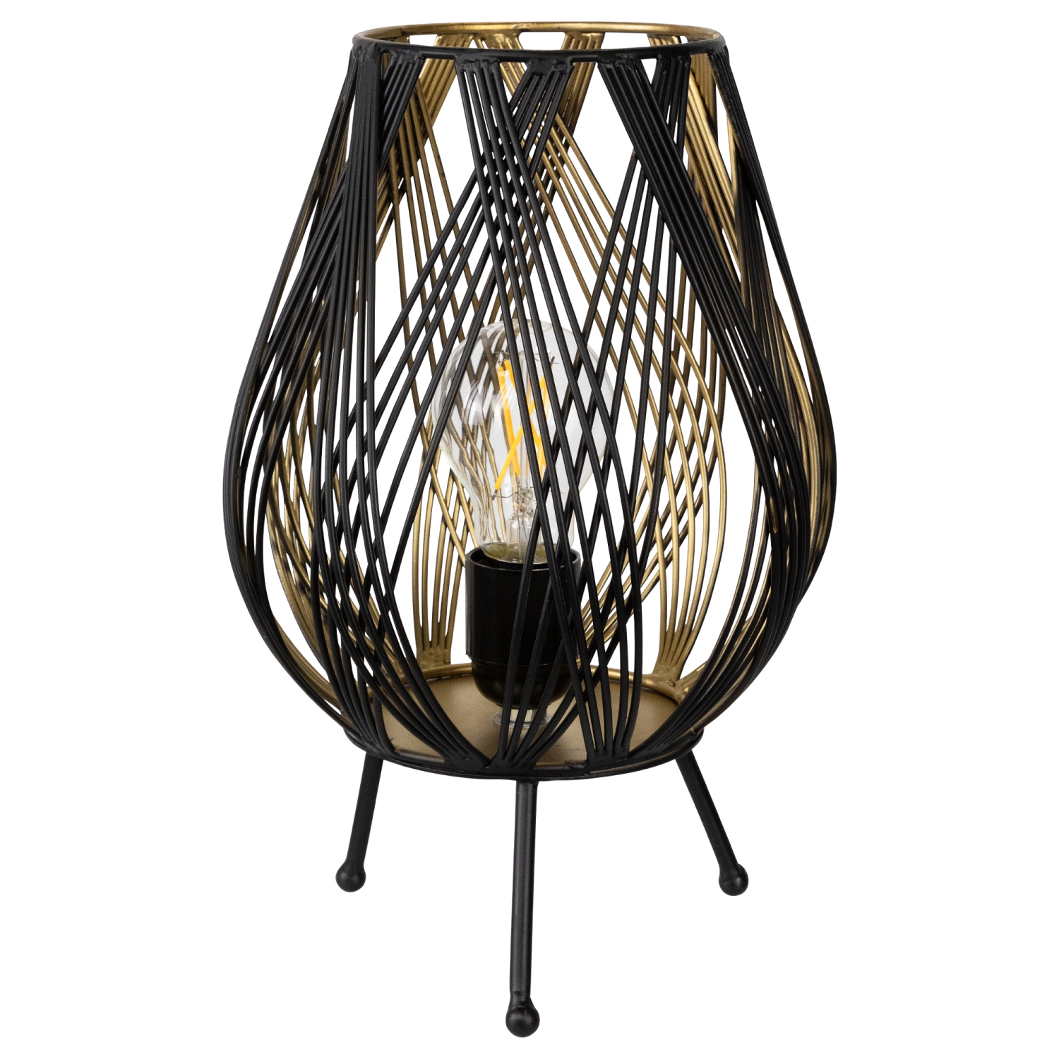 Cage-Style Iron Table Lamp - 12" - Black and Gold