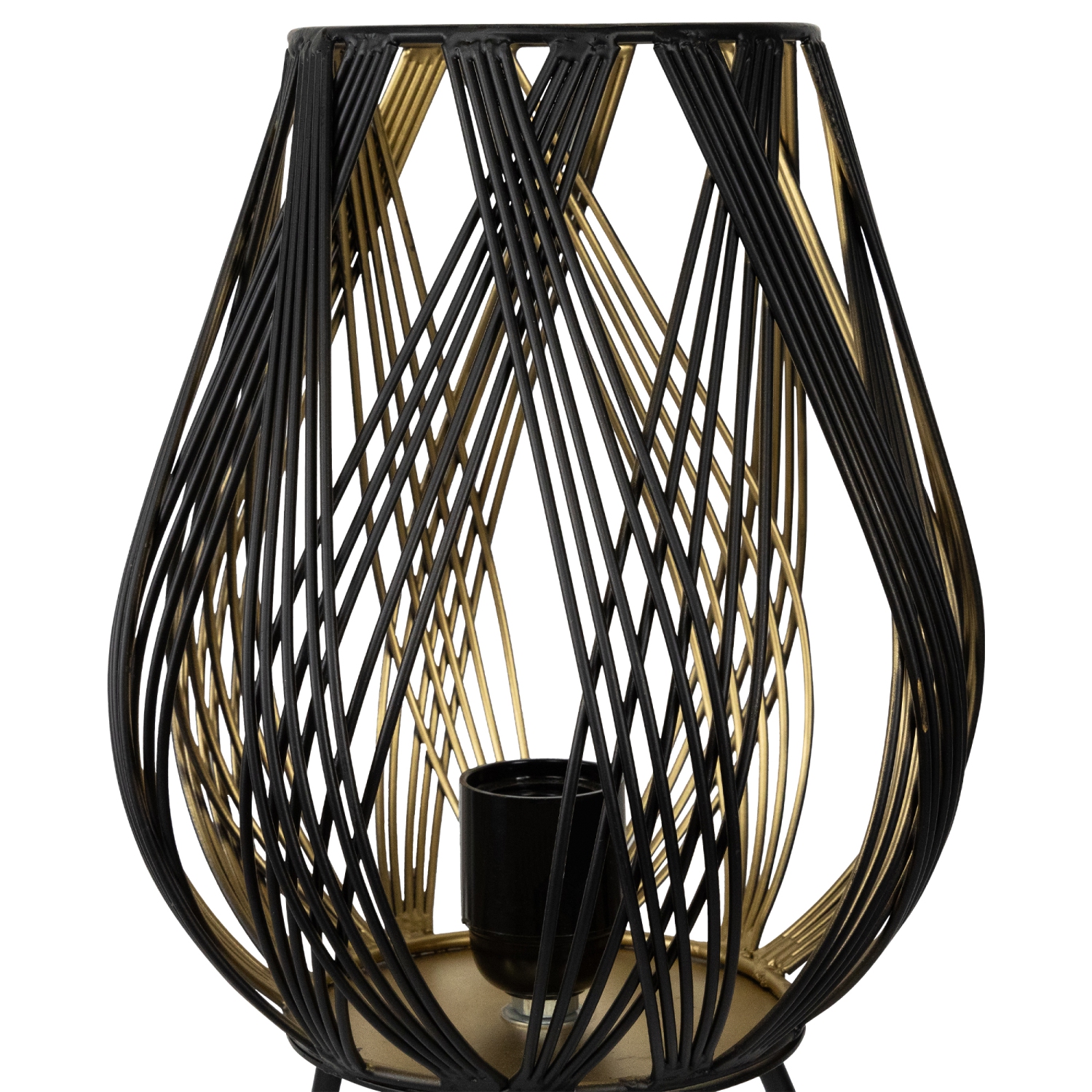 Cage-Style Iron Table Lamp - 12" - Black and Gold