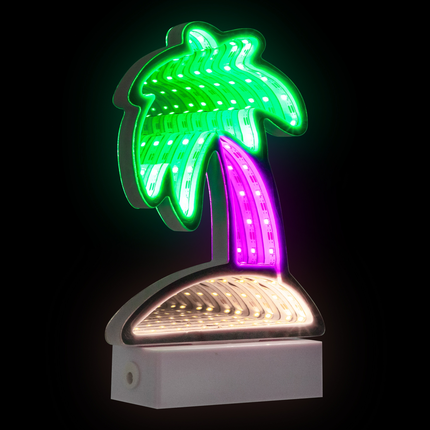 LED Lighted 3D Palm Tree Infinity Mirror - 8"