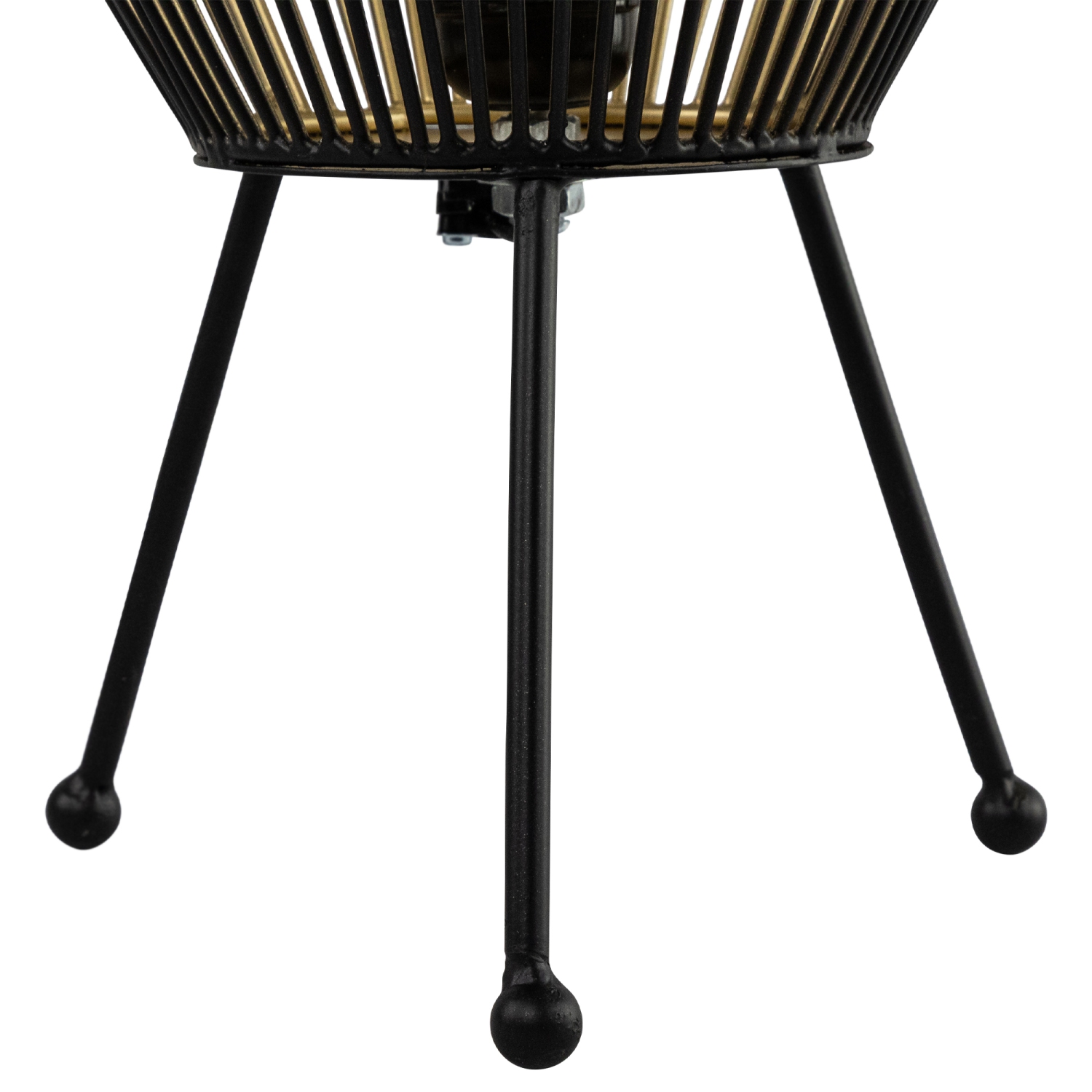 Lampe de table ovale en fer de style cage - 20 po - Noir et doré