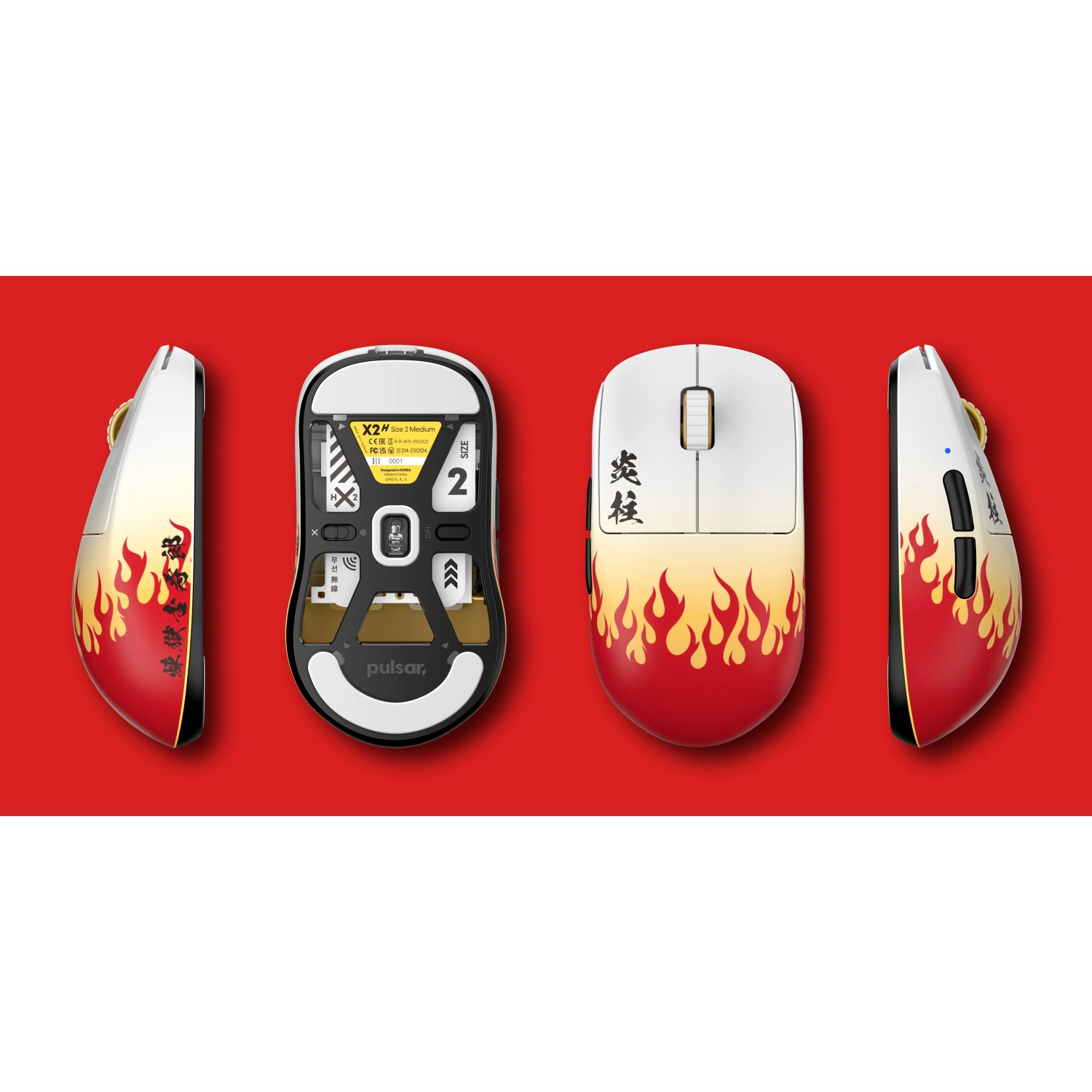 Pulsar X2H Demon Slayer Wireless Gaming Mouse - Ultra-Lightweight 55g, PAW3395 26K DPI Sensor, Optical Switches, Symmetrical Design High Hump,