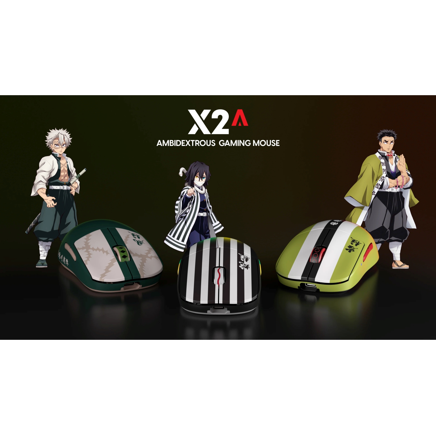 Pulsar X2A Mini Demon Slayer Wireless Gaming Mouse - Ultra-Lightweight 58g, PAW3395 26K DPI Sensor, Optical Switches, Ambidextrous, Lag-Free 2.4GHz