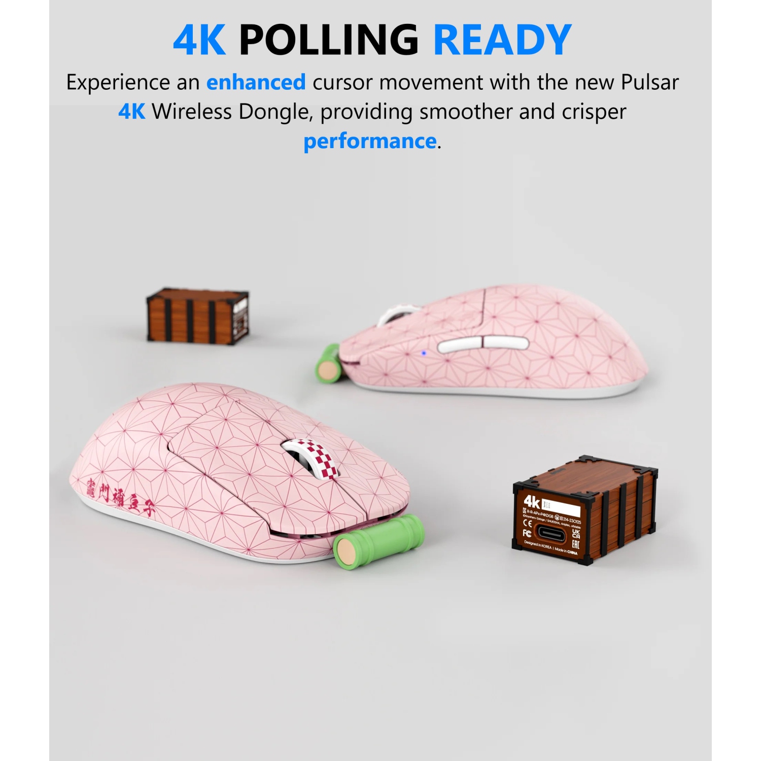 Pulsar X2 V2 Mini Demon Slayer Wireless Gaming Mouse Ultra-Lightweight 52g PAW3395 26K DPI Sensor Optical Switches Symmetrical Design, Lag-Free