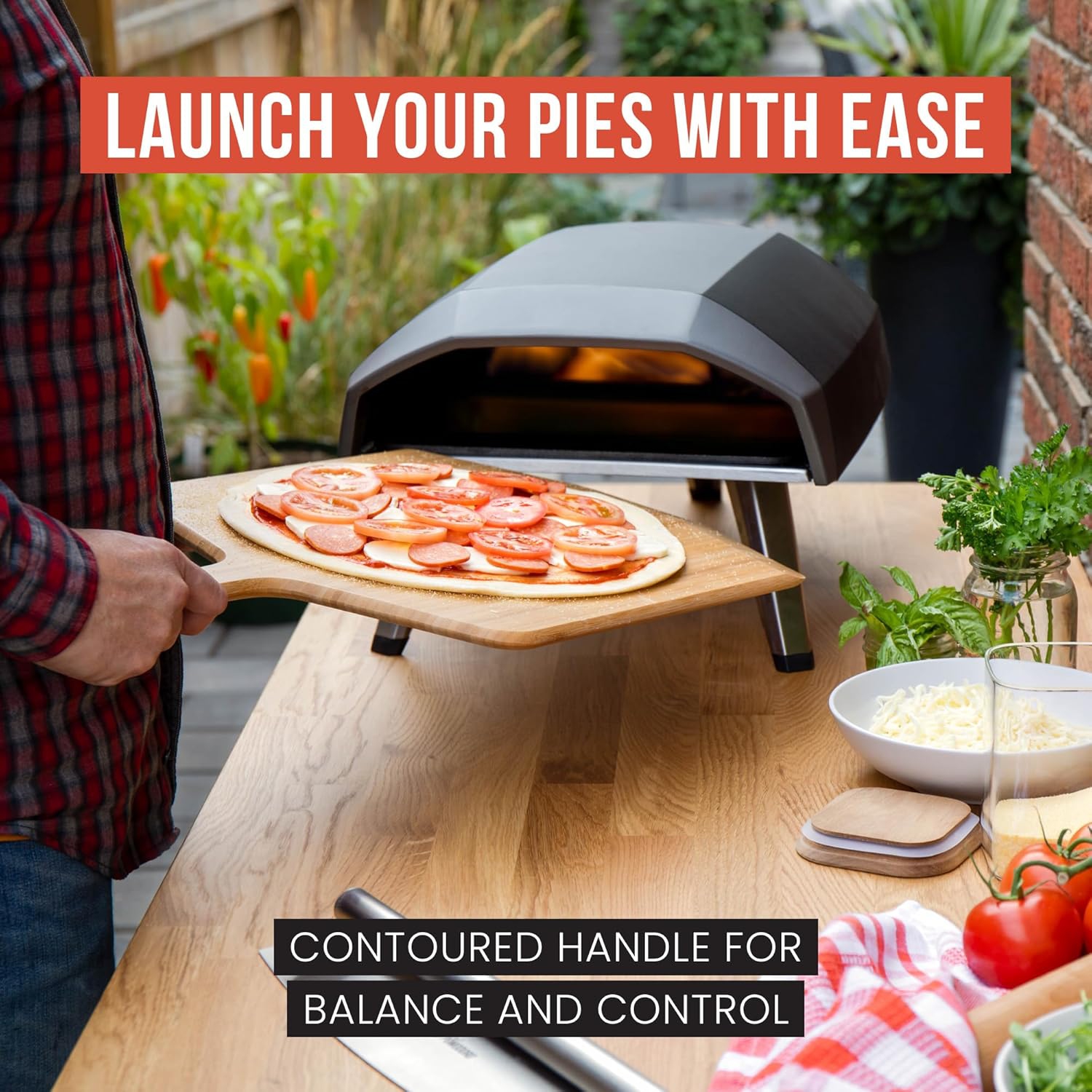 Pelle à pizza en bambou de 16 po Pomodoro, pelle à pizza en bois, palette à pizza