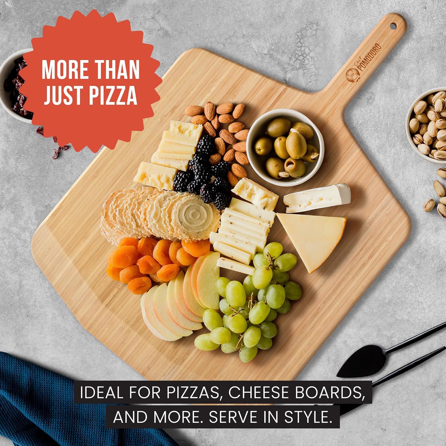 Pelle à pizza en bambou de 16 po Pomodoro, pelle à pizza en bois, palette à pizza