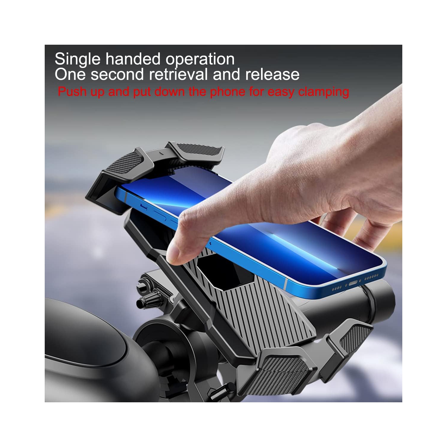 Bike Handlebar Phone Holder,Motorcycle Phone Mount Motorcycle Handlebar Cell Phone Clamp,Phone Clip for iPhone 11/12/13/14 Series,and More 4.7" -