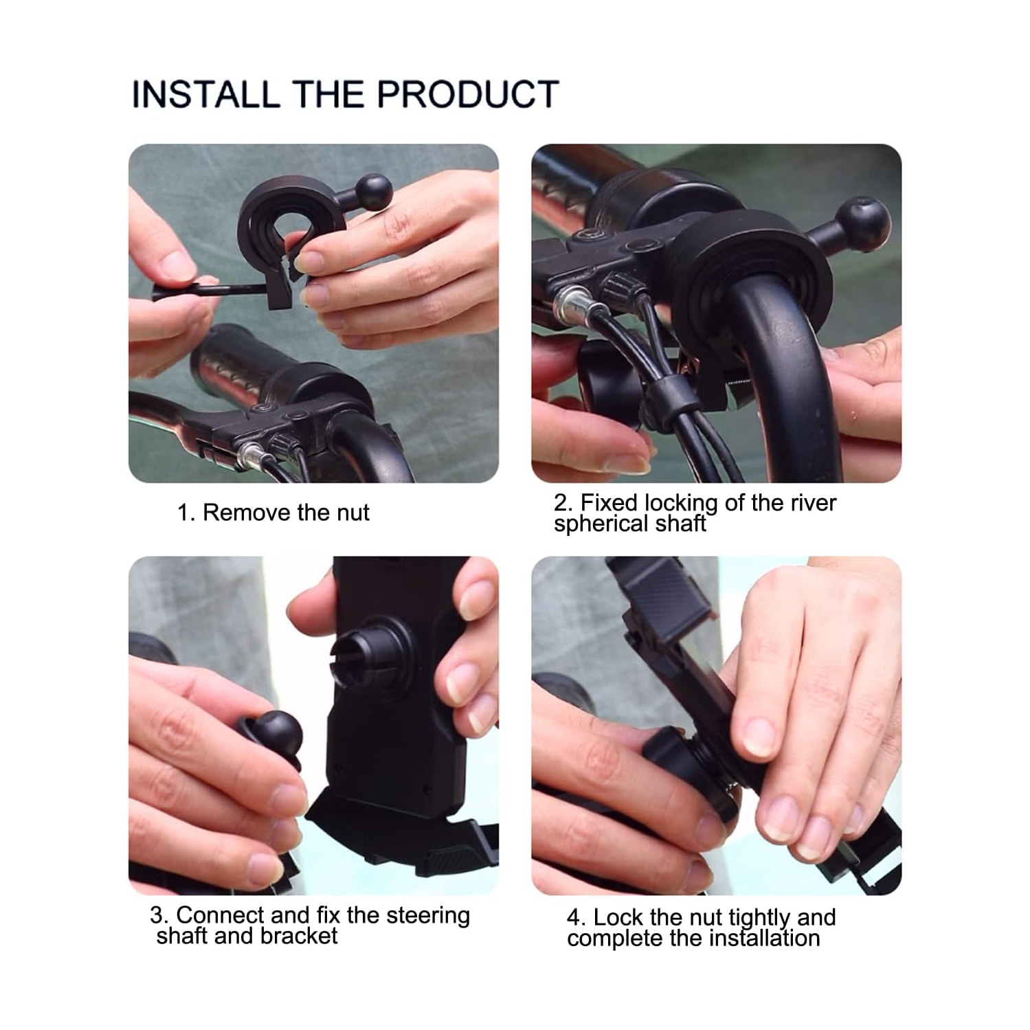 Bike Handlebar Phone Holder,Motorcycle Phone Mount Motorcycle Handlebar Cell Phone Clamp,Phone Clip for iPhone 11/12/13/14 Series,and More 4.7" -