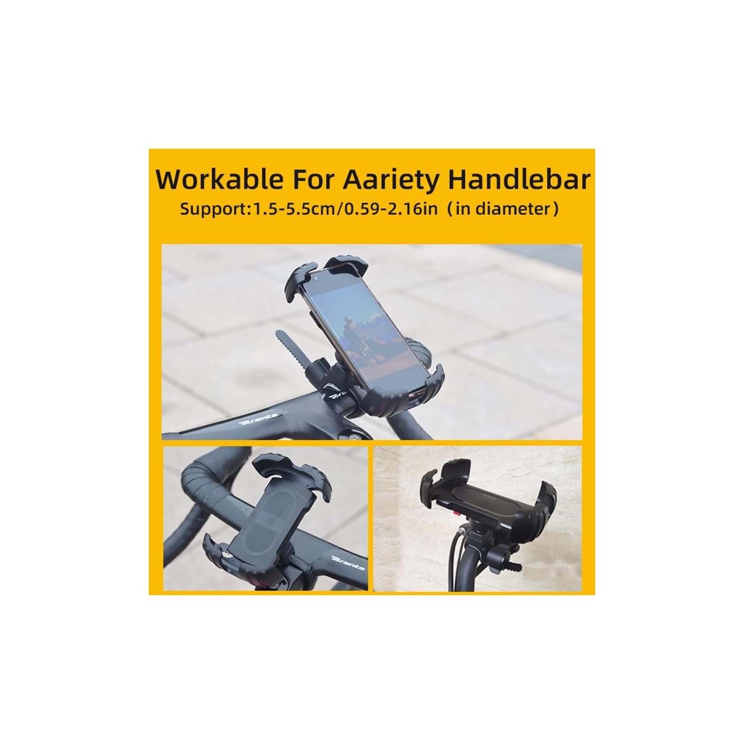 Bike Handlebar Phone Holder,Motorcycle Phone Mount Motorcycle Handlebar Cell Phone Clamp, Scooter Phone Clip for iPhone 11/12/13/14 Series,and More