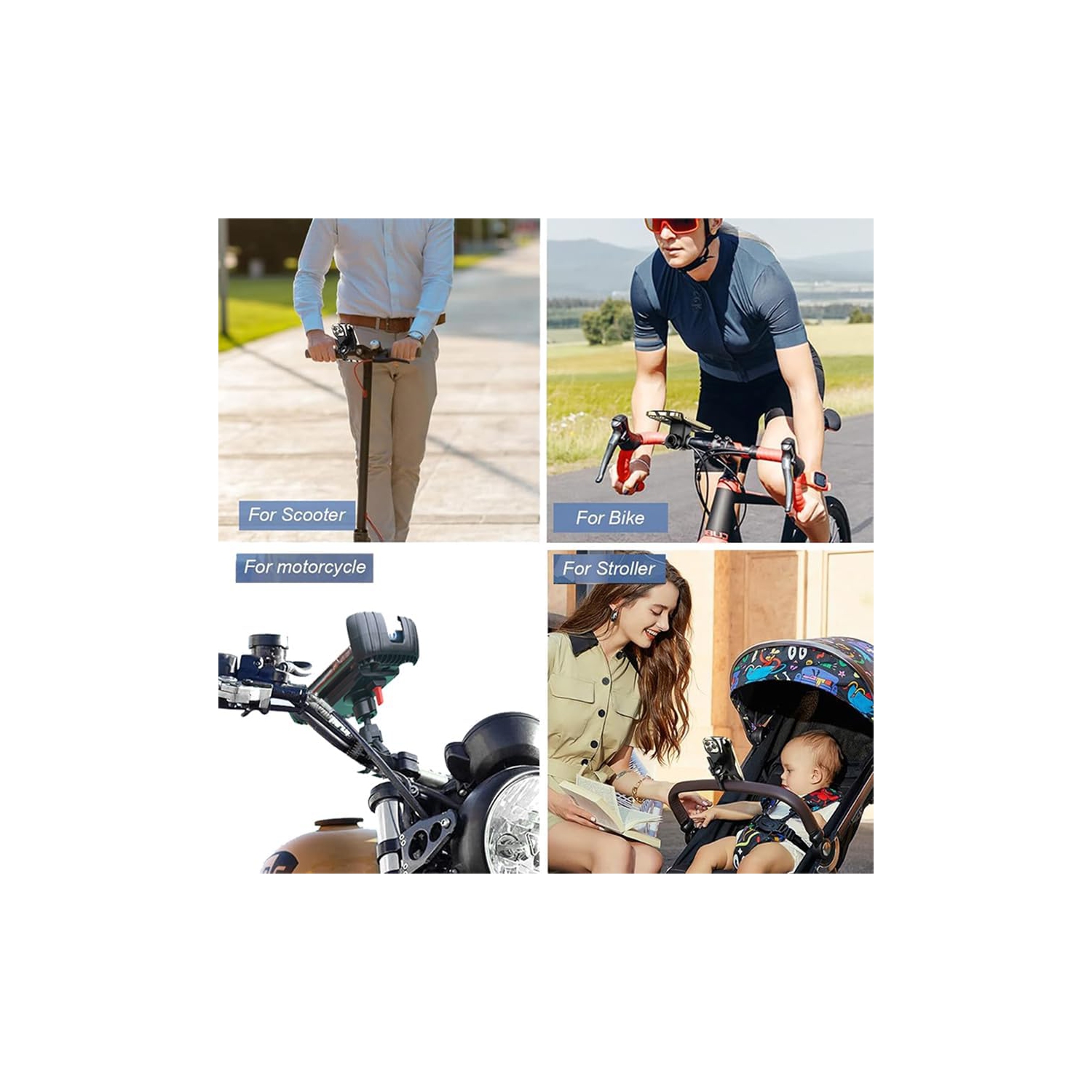 Bike Handlebar Phone Holder,Motorcycle Phone Mount Motorcycle Handlebar Cell Phone Clamp, Scooter Phone Clip for iPhone 11/12/13/14 Series,and More