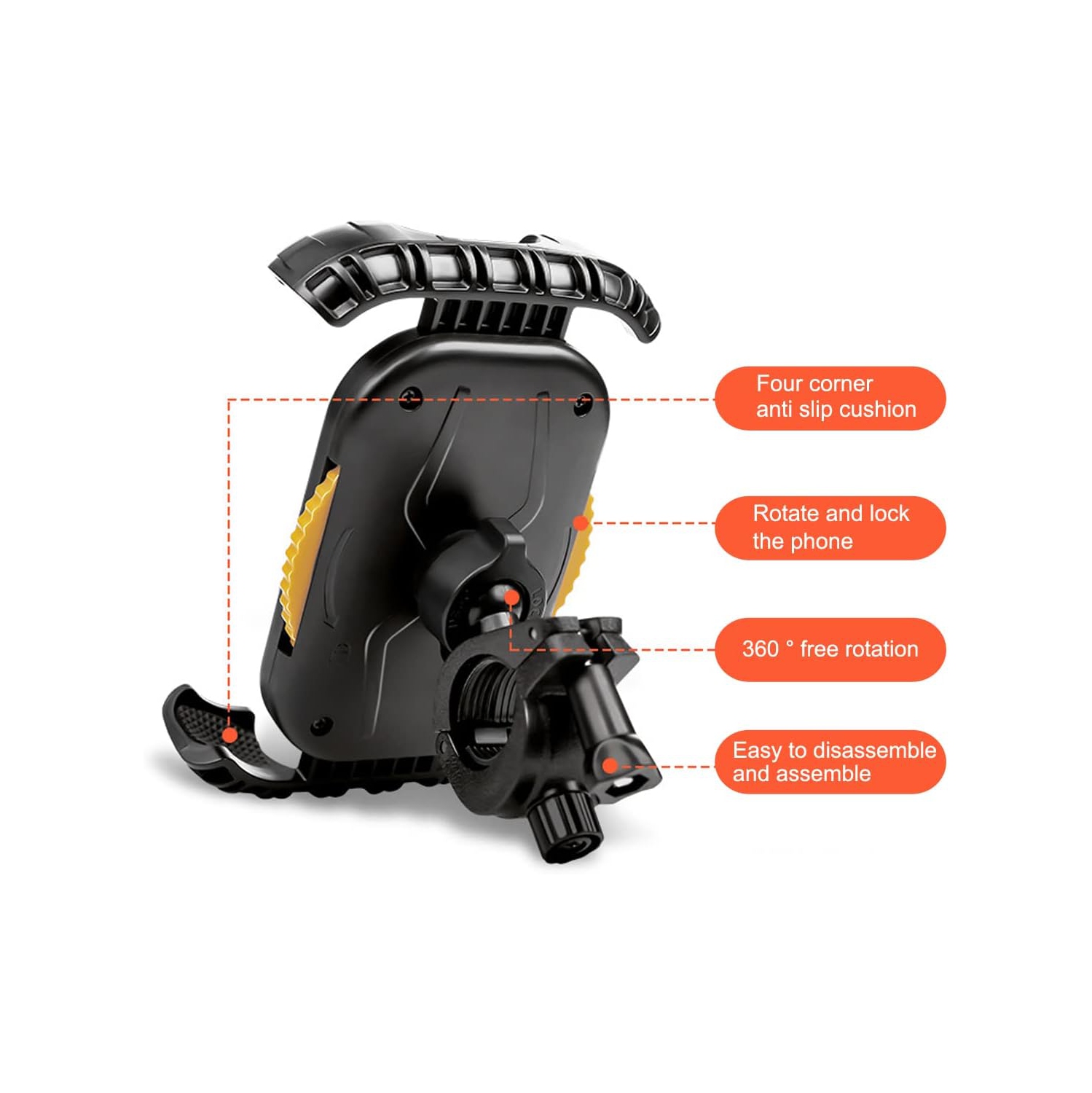 Bike Handlebar Phone Holder,Motorcycle Phone Mount Motorcycle Handlebar Cell Phone Clamp,Scooter Phone Clip for iPhone 11/12/13/14 Series，More 4.7" -