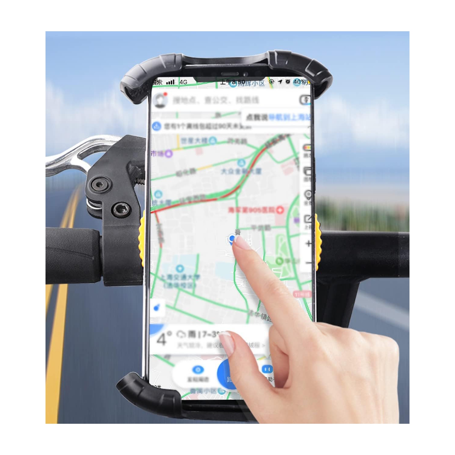 Bike Handlebar Phone Holder,Motorcycle Phone Mount Motorcycle Handlebar Cell Phone Clamp,Scooter Phone Clip for iPhone 11/12/13/14 Series，More 4.7" -