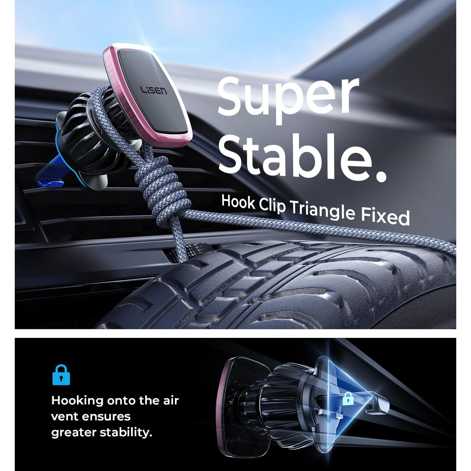 Magnetic Phone Holder for Car, Pink