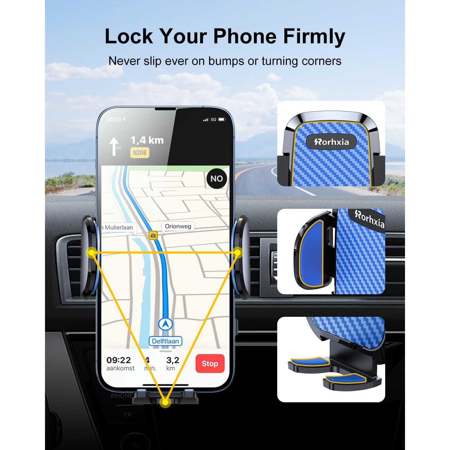 Car Vent Phone Mount,Hands-Free Universal Extension Clip Air Phone Holder Car Fit for All Phones iPhone Samsung More, Blue