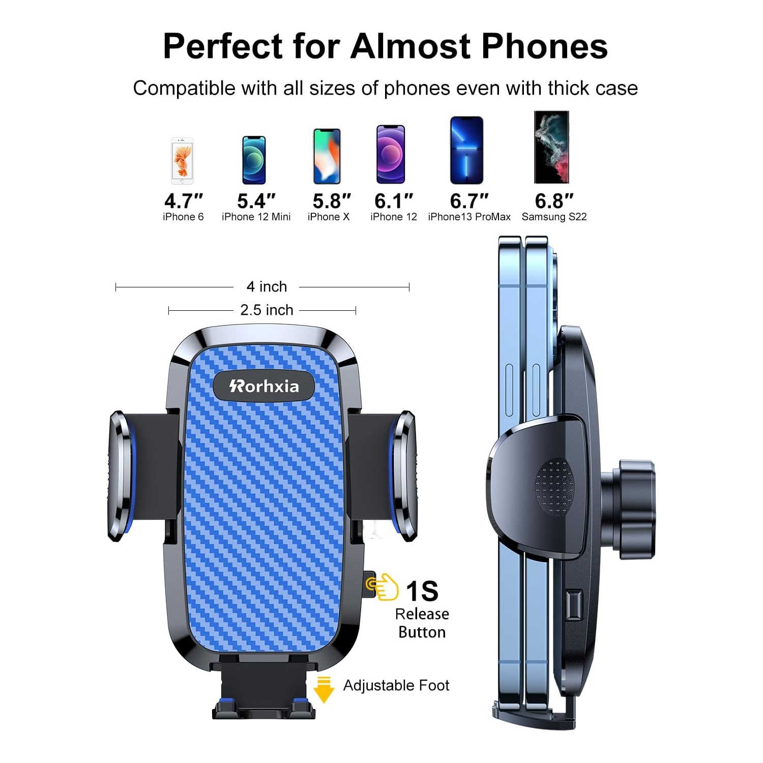 Car Vent Phone Mount,Hands-Free Universal Extension Clip Air Phone Holder Car Fit for All Phones iPhone Samsung More, Blue