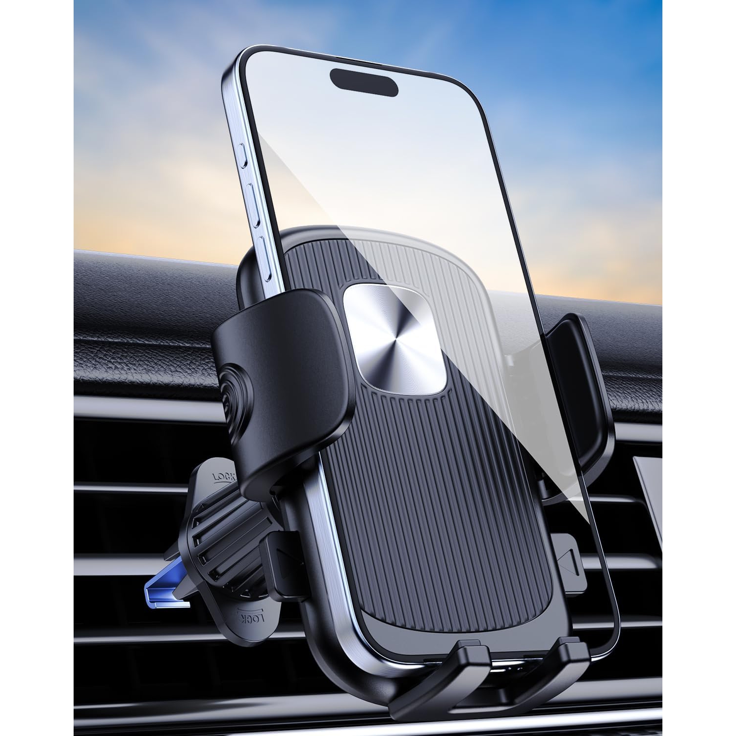 Car Vent Phone Mount, Universal Cell Phone Car Mount Hands Free Air Vent Phone Holders for Your Car Compatible with iPhone All Smartphones, Black
