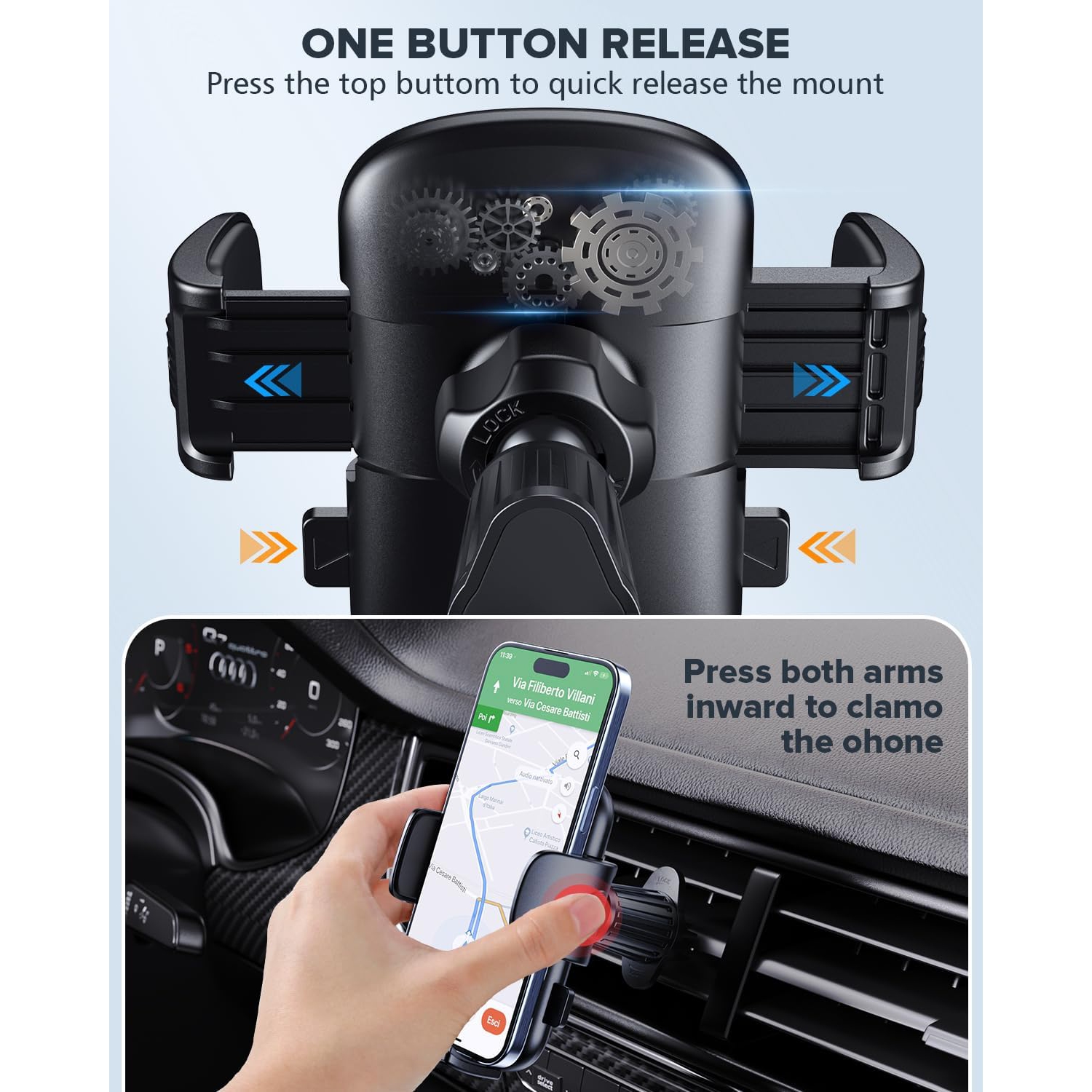 Car Vent Phone Mount, Universal Cell Phone Car Mount Hands Free Air Vent Phone Holders for Your Car Compatible with iPhone All Smartphones, Black