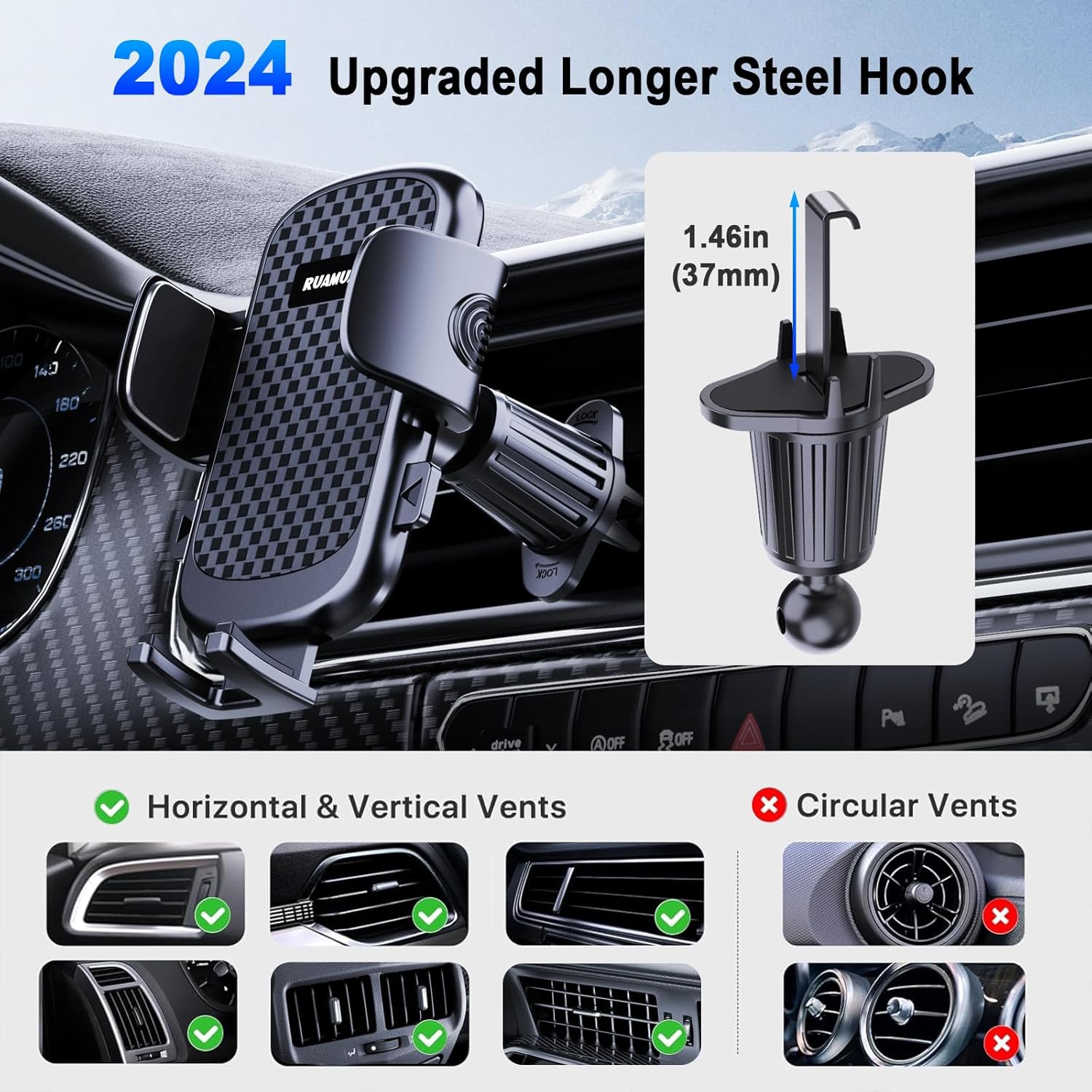 Phone Holder for Your Car Vent Odorless Universal Cellphone Car Mount Truck Cradle Mobile Cell Stand for iPhone 15 Pro Max 14 Plus 13 12 11 SE