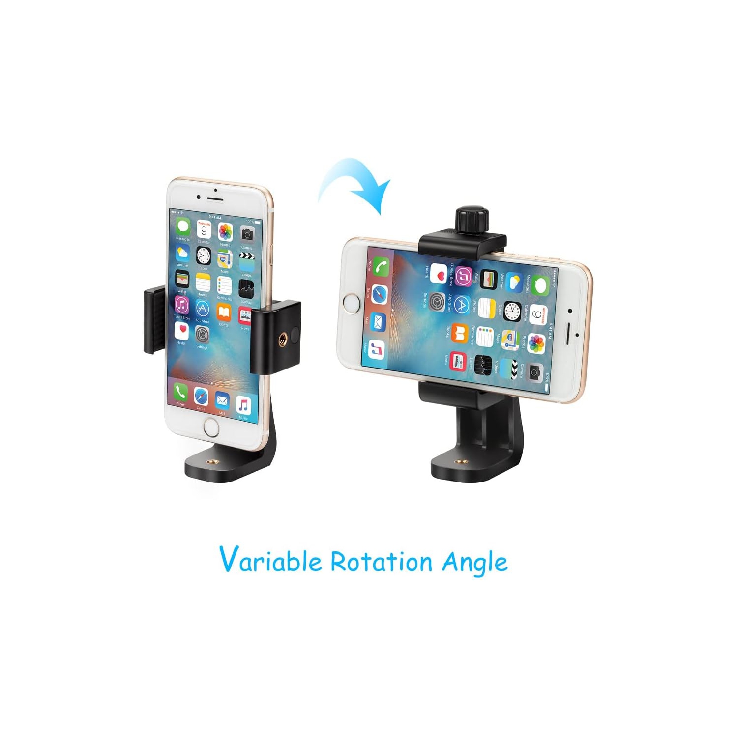 Adaptateur de trépied universel pour téléphone cellulaire, pince ajustable, convient à Samsung et à tous les téléphones, pivote à la verticale et à