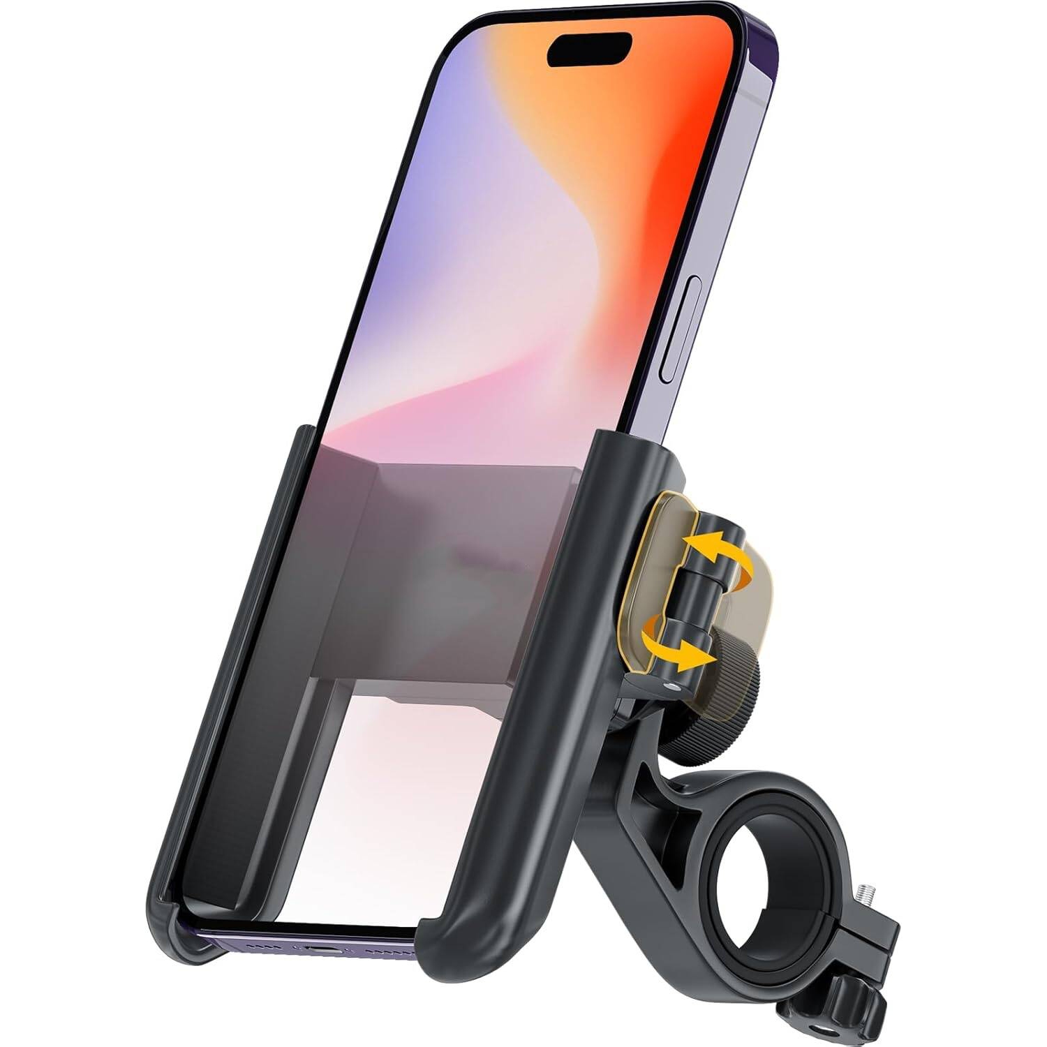 Motorcycle Phone Holder,Universal Mobile Phone Mount for Bicycle Anti Shake,Bike Handlebar Cell Phone Clamp 360° Rotation & Tool,Scooter Phone Holder