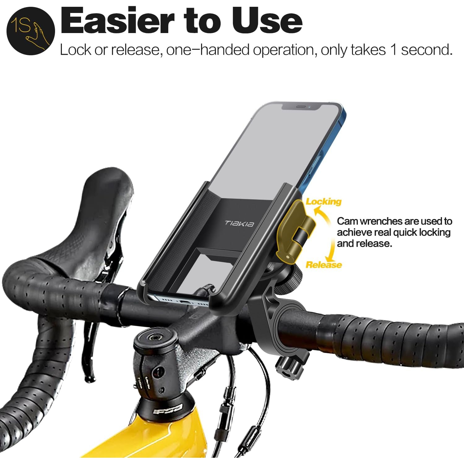 Motorcycle Phone Holder,Universal Mobile Phone Mount for Bicycle Anti Shake,Bike Handlebar Cell Phone Clamp 360° Rotation & Tool,Scooter Phone Holder